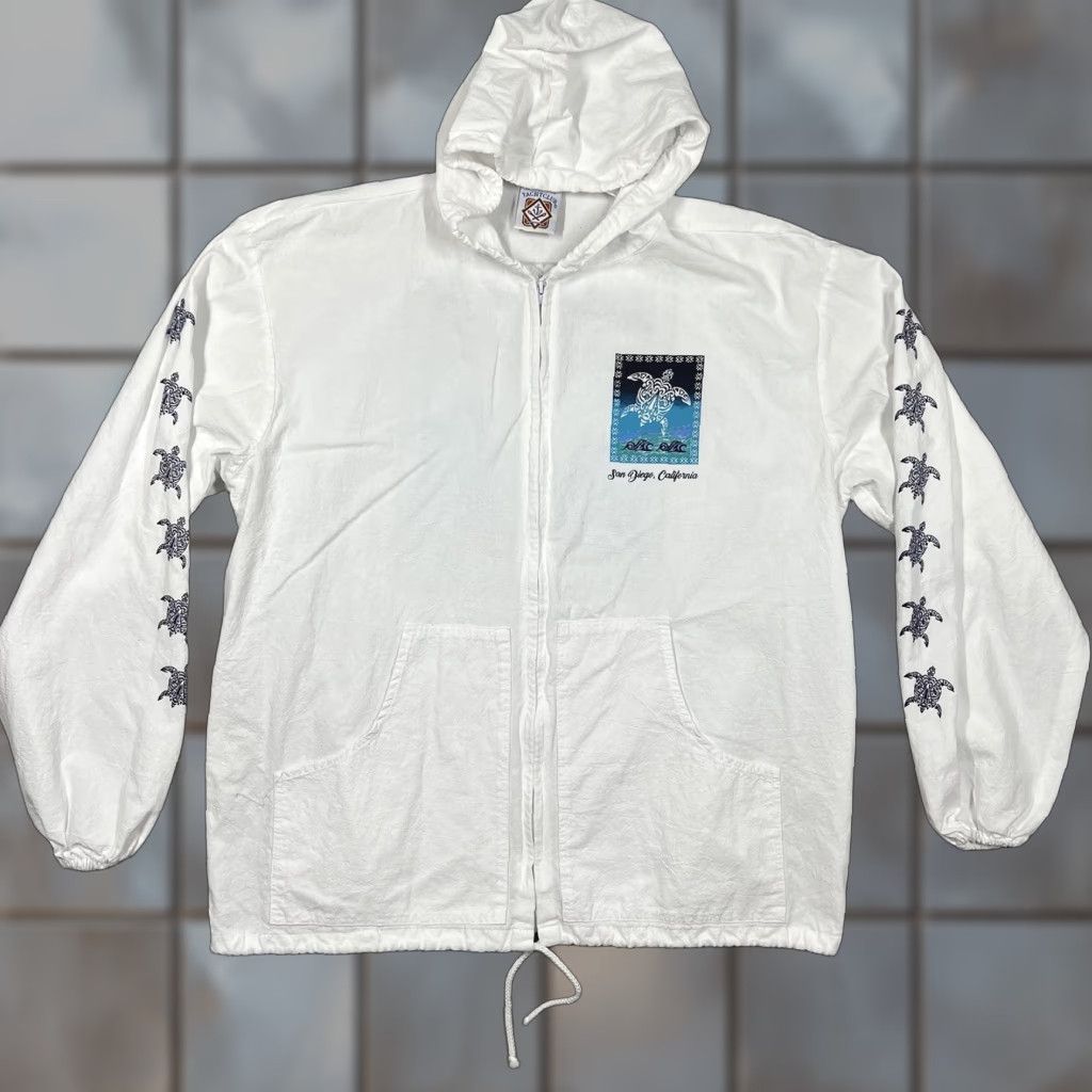 Vintage VINTAGE Mens XL Yacht Club San Diego CA Windbreaker Full Zip Jacket Turtle Print Size US XL / EU 56 / 4 - 1 Thumbnail