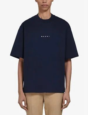 Marni o1w1db10125 Organic Cotton T-Shirt in Dark Blue Size S / US 4 / IT 40 - 2 Thumbnail