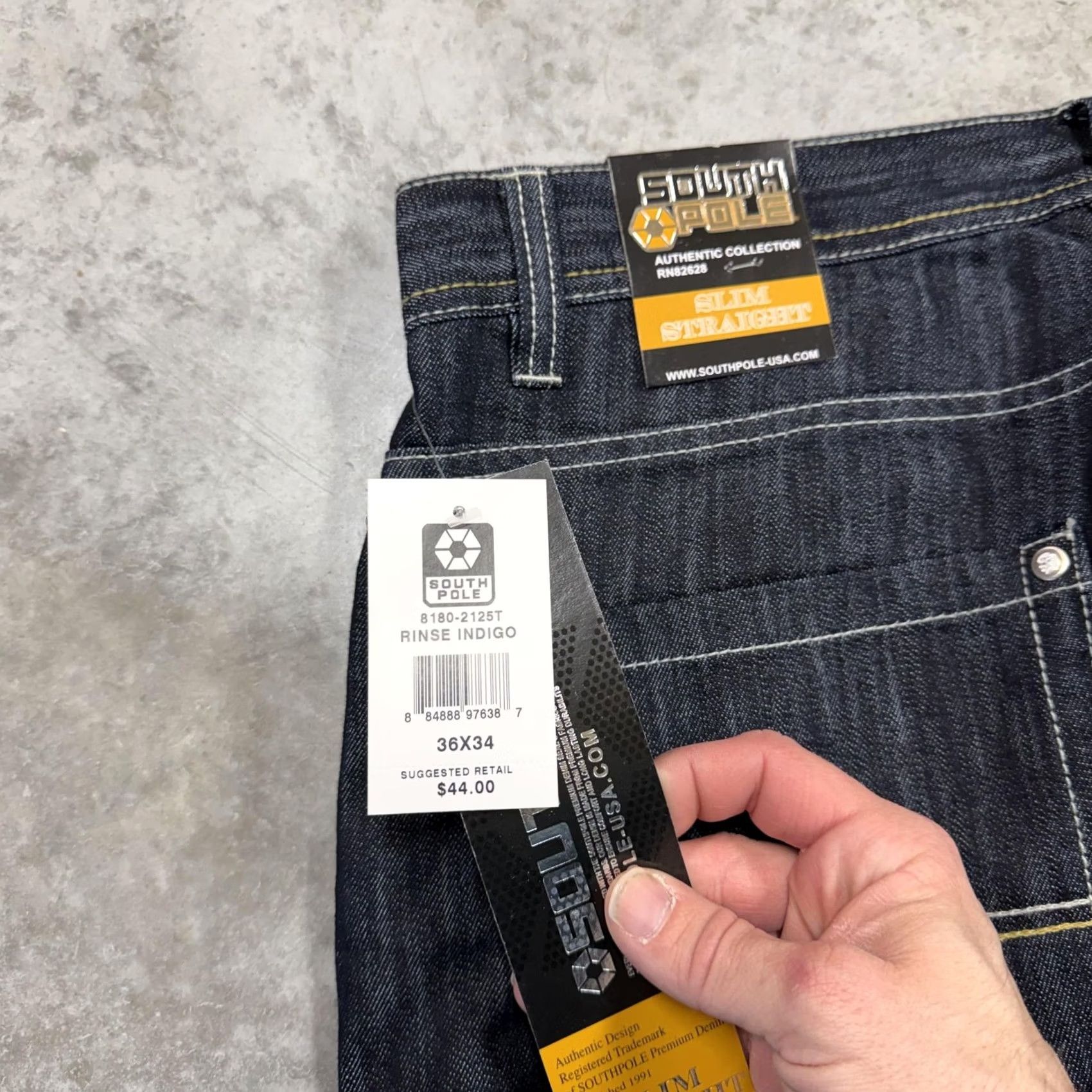 Southpole Southpole Jeans Mens 36x34 Blue Rinse Indigo Slim Straight Denim Pants Size US 36 / EU 52 - 2 Thumbnail