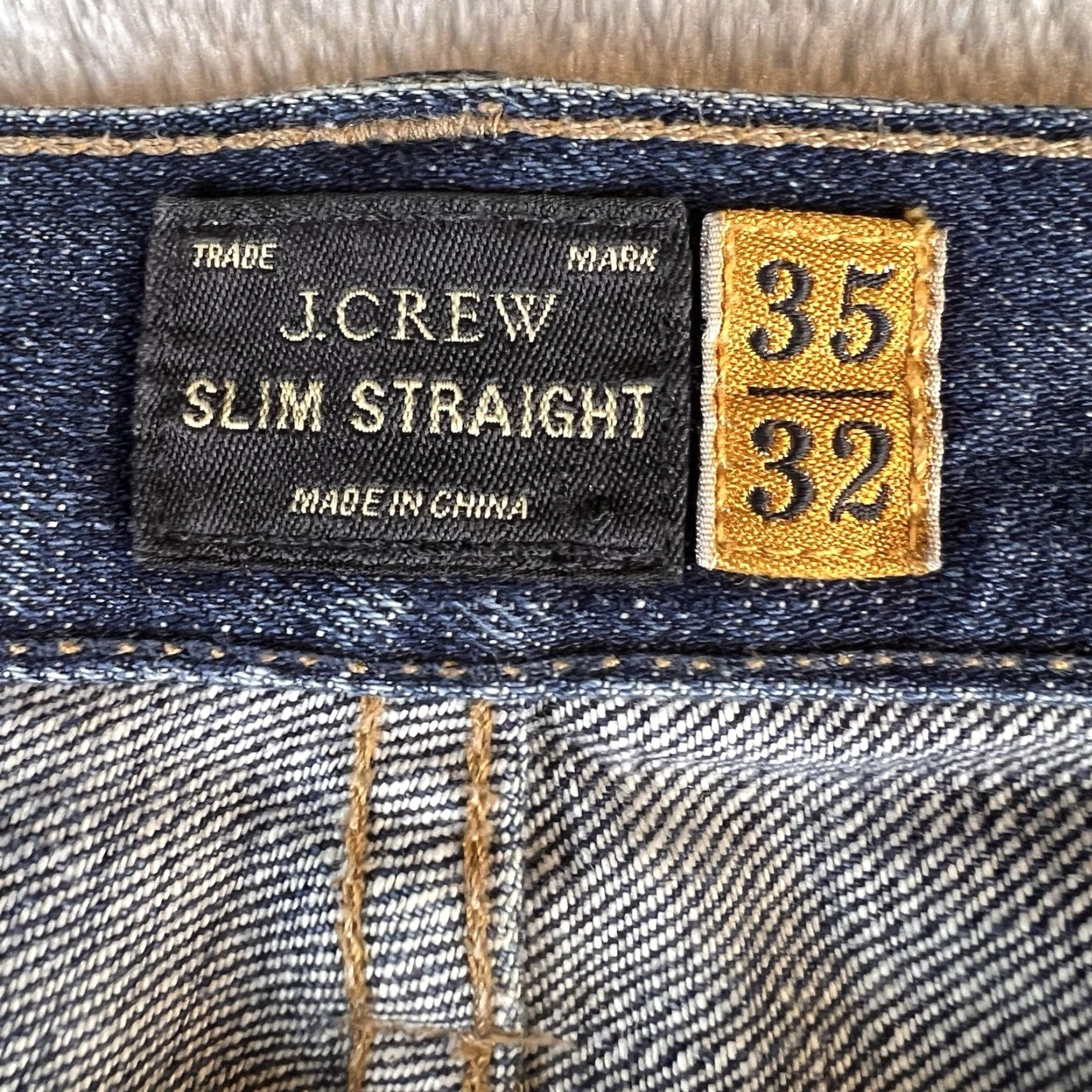 J.Crew J.CREW Jeans Slim Straight Mens 35x32 Blue Denim Cotton Distressed 5-Pocket Logo Button Zipper Vintage No N/A Size US 35 - 3 Thumbnail