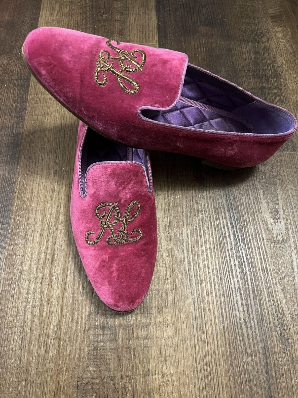 Ralph Lauren Purple Label Ralph Lauren Purple Label Alonzo Embroidered Velvet Loafers Size US 8 / IT 38 - 9 Thumbnail