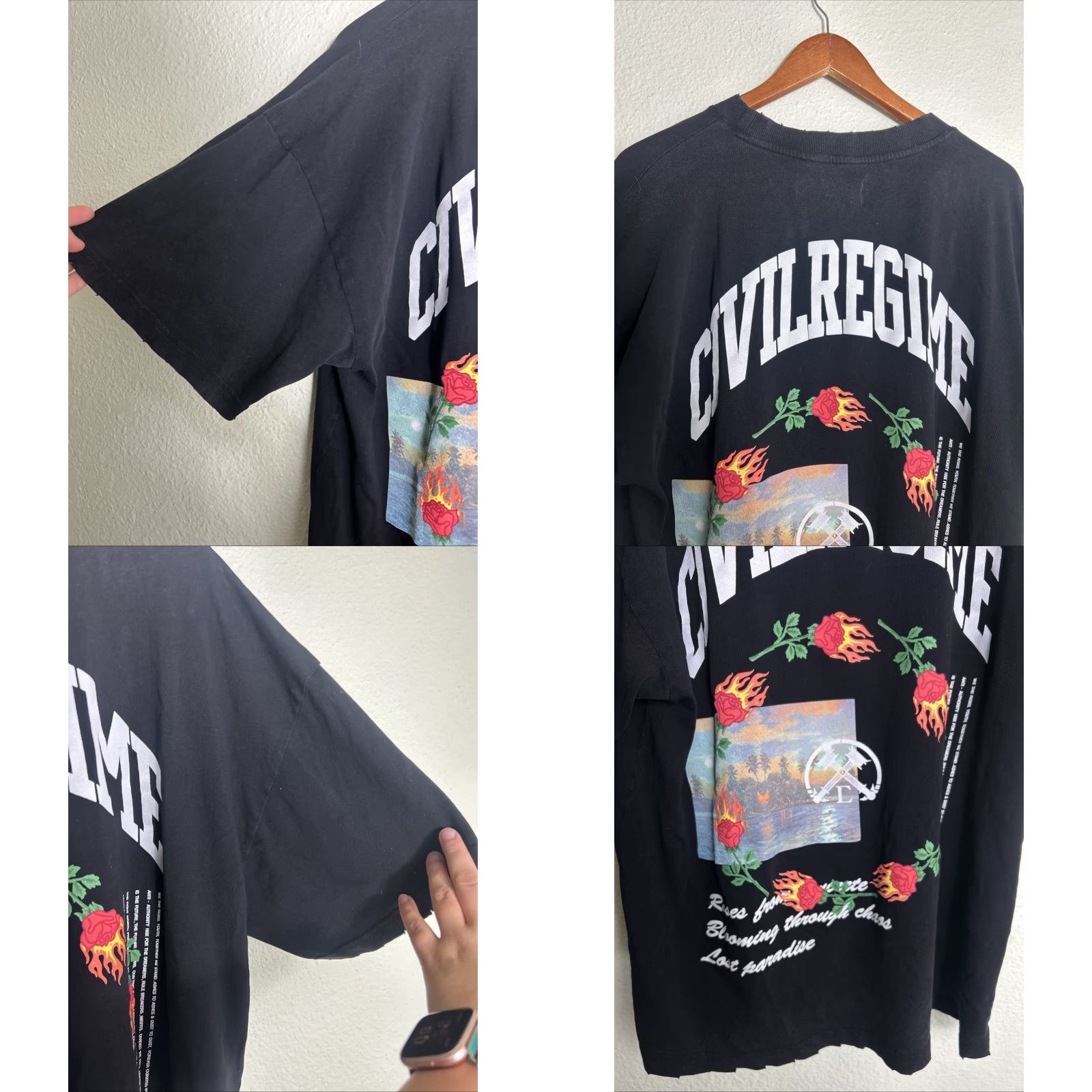 Vintage Civil Regime T-Shirt Mens Size M Black Crew Neck Short Sleeves Eternal Flames Rebel Shirt Size US M / EU 48-50 / 2 - 9 Thumbnail