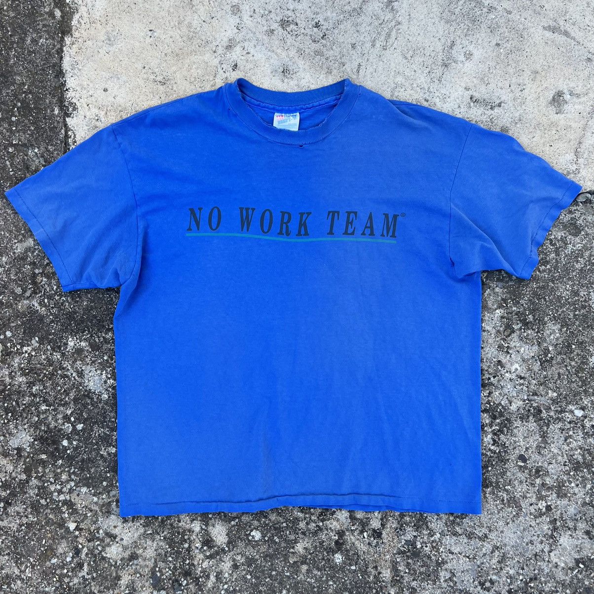 Hanes × Vintage Vintage 90s Hanes „No Work Club” Blue Tee T Shirt Humor Size US L / EU 52-54 / 3 - 1 Thumbnail