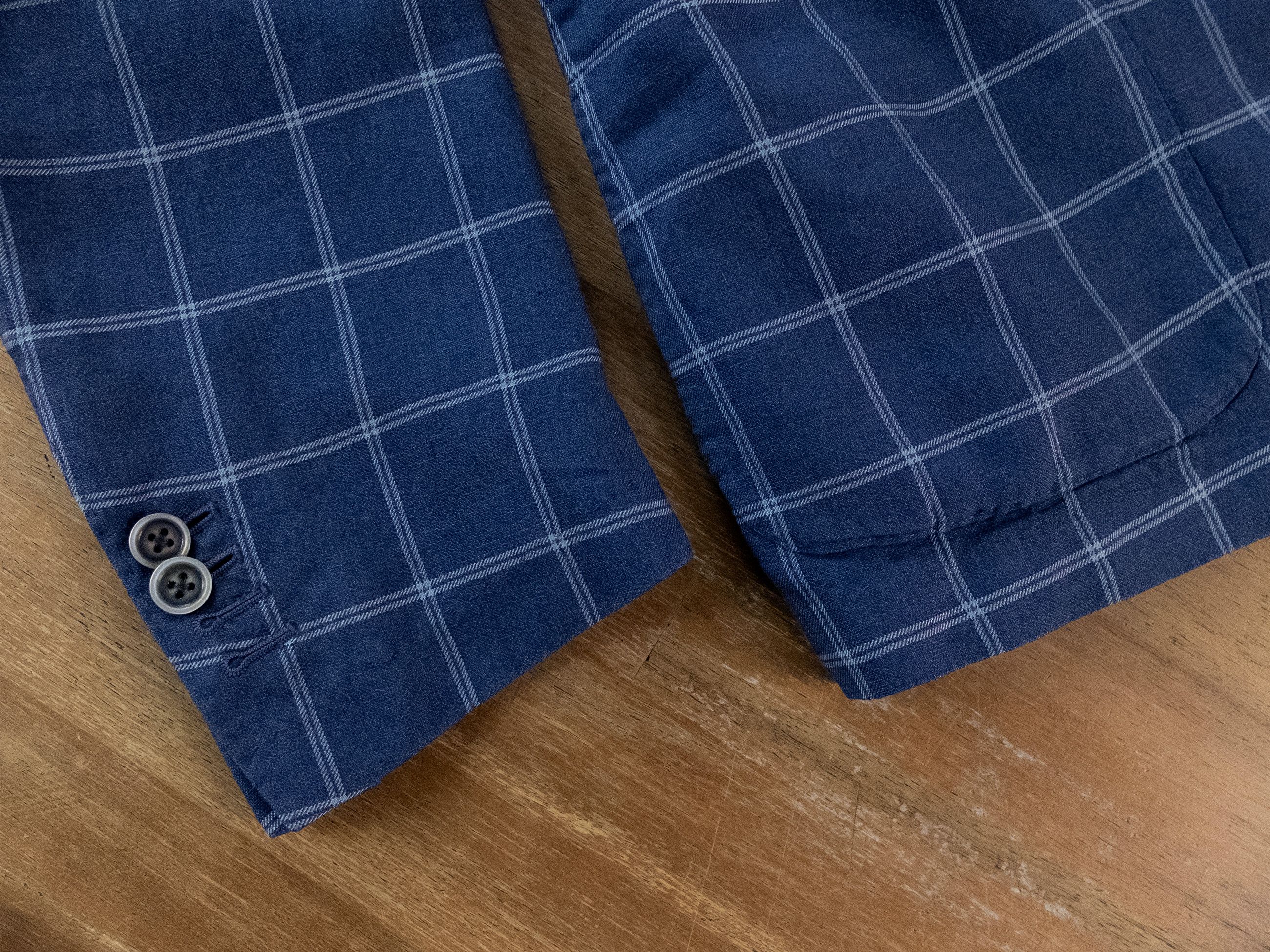 Corneliani CORNELIANI ID blue windowpane linen wool silk sportcoat Size 42R - 6 Thumbnail