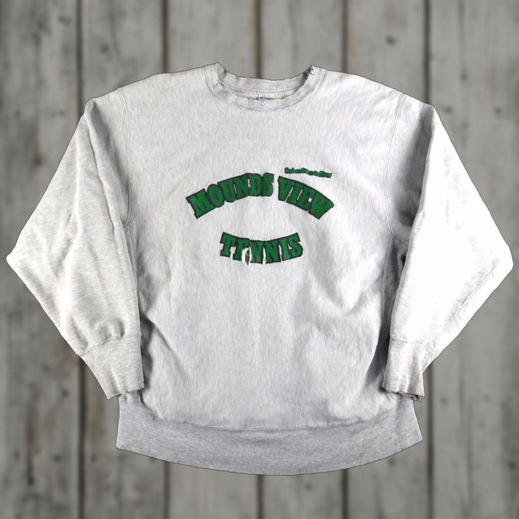 Champion VINTAGE Champion Sweatshirt Crewneck XL Gray Logo 90s USA Distress Men Size US XL / EU 56 / 4 - 1 Thumbnail