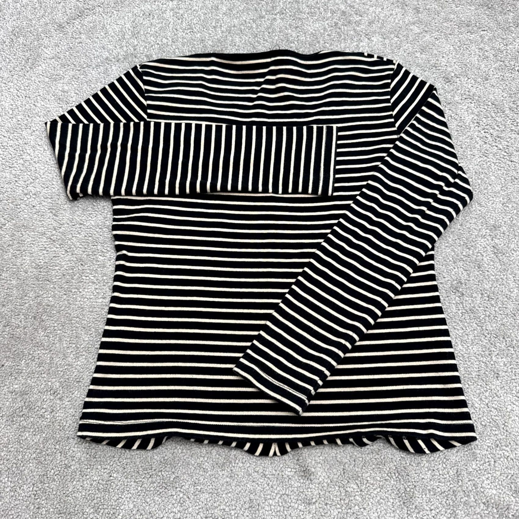 Vintage The Limited Top Womens Large Black Cream Chevron V-Neck Long Sleeve Cotton Knit Size L / US 10 / IT 46 - 2 Thumbnail
