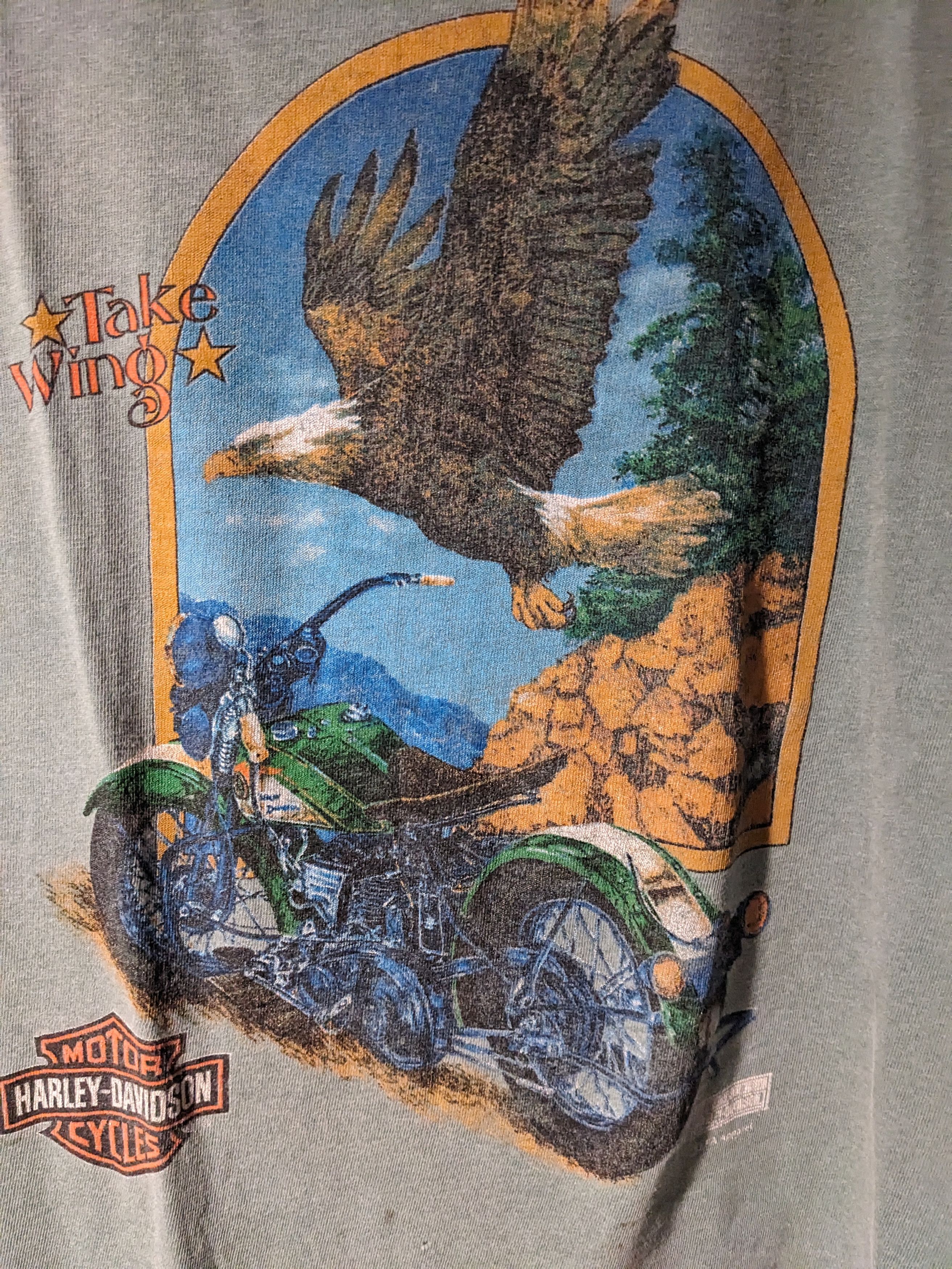 Harley Davidson × Vintage Vintage 1995 Harley Davidson Motorcycle Eagle Animal T-Shirt Size US L / EU 52-54 / 3 - 2 Thumbnail