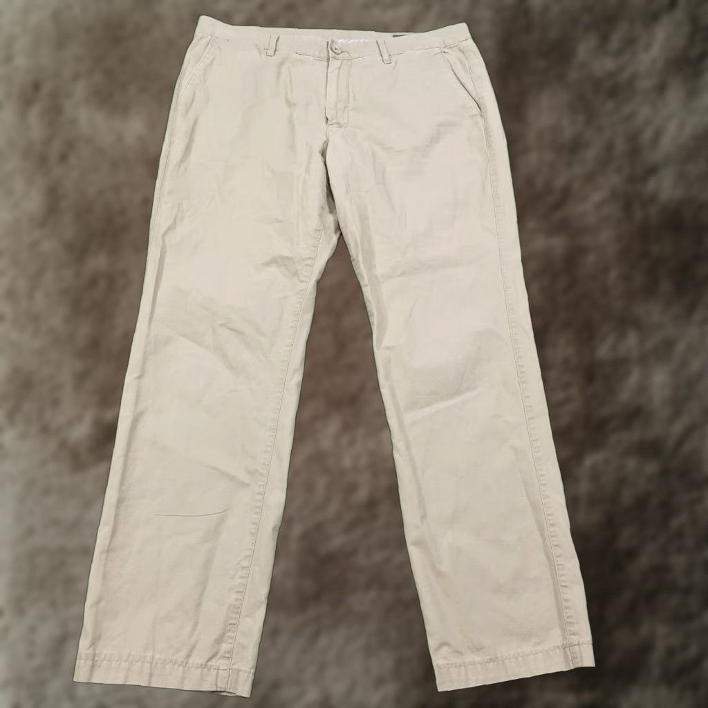 Bonobos VINTAGE? Wait—No. Bonobos Chino Pants Mens 35x32 Khaki Flat Front Straight Cotton Casual Pants Mens Beige 36 Waist 32 Inseam Size US 35 - 1 Thumbnail