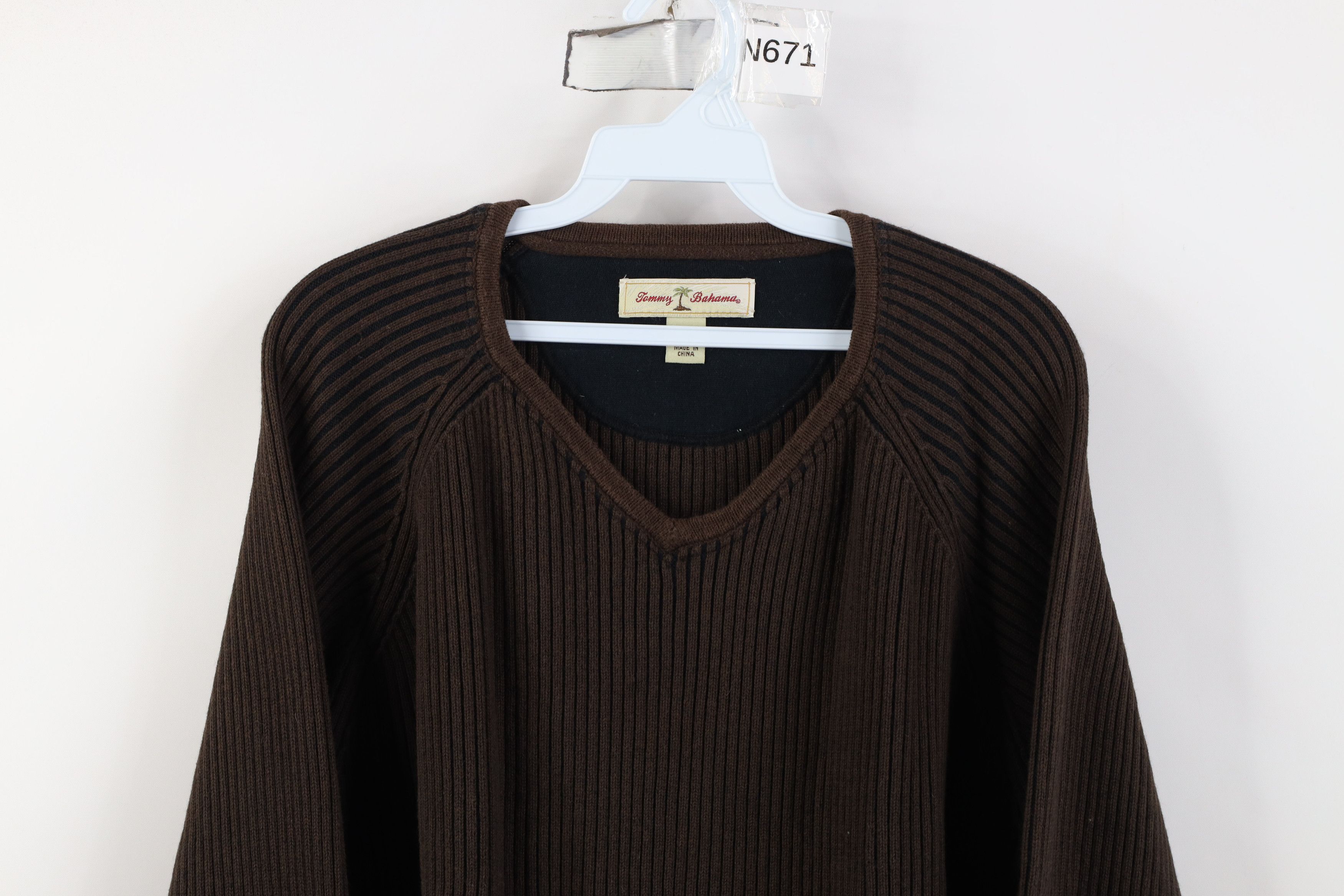 Tommy Bahama Vintage 90s Y2K Tommy Bahama Ribbed Knit Sweater Brown Size US XL / EU 56 / 4 - 2 Thumbnail