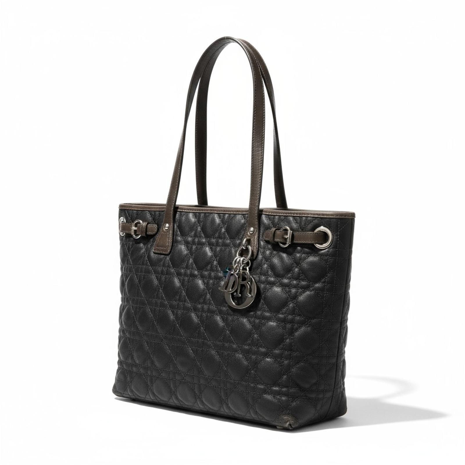 Christian Dior Monsieur Dior - Black Quilted Leather Tote Handbag Size ONE SIZE - 1 Thumbnail