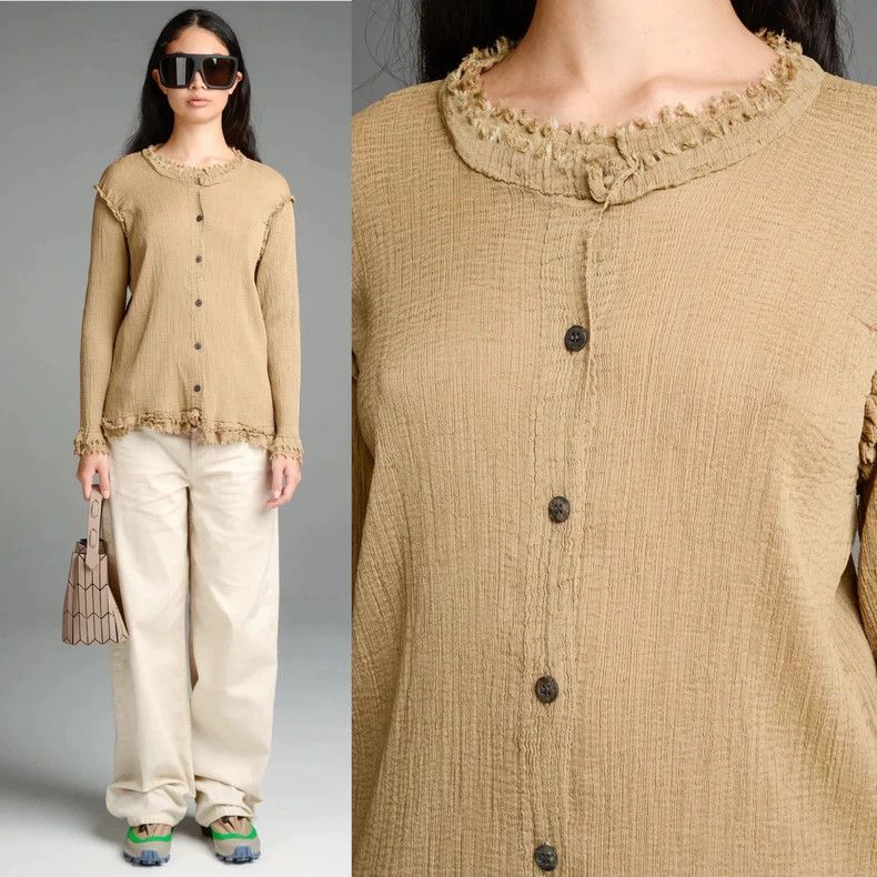 Issey Miyake Issey Miyake size:one size Yellow pleated gauze cardigan Size S / US 4 / IT 40 - 1 Thumbnail