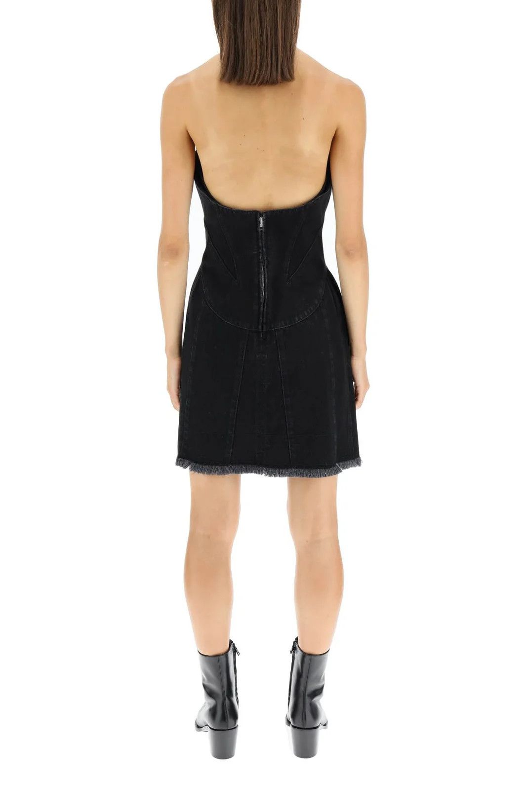 Alexander McQueen o1y0325 Denim Mini Dress in Black Size M / US 6-8 / IT 42-44 - 3 Thumbnail