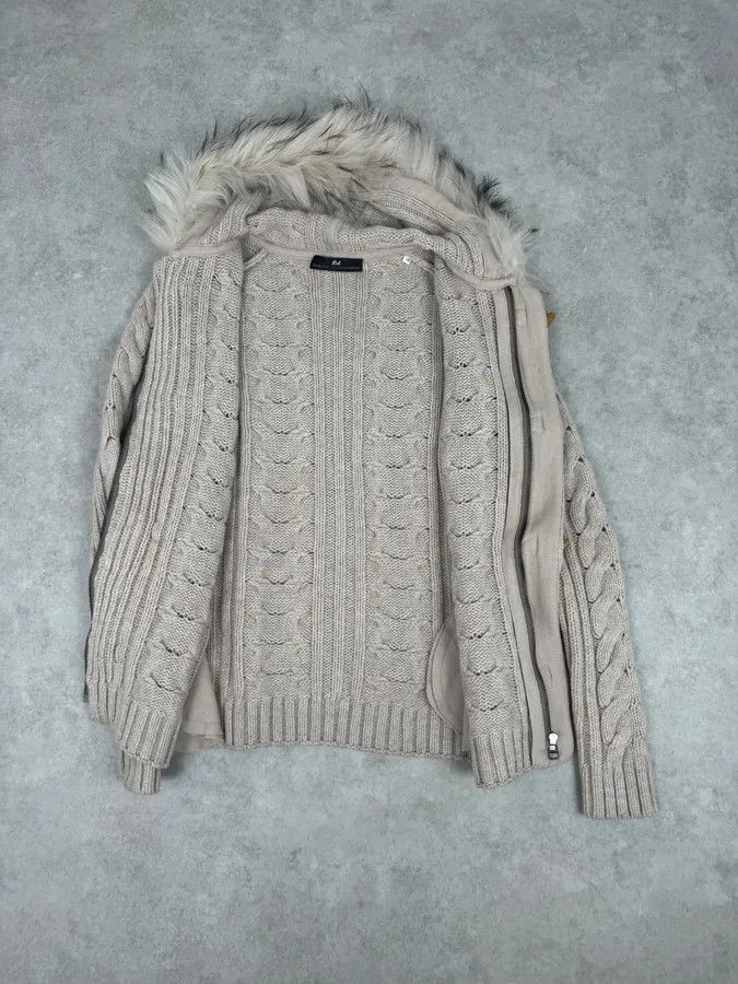 Daniele Alessandrini Daniele Alessandrini Beige Torsade Wool Faux Fur Sweater Size US S / EU 44-46 / 1 - 8 Thumbnail