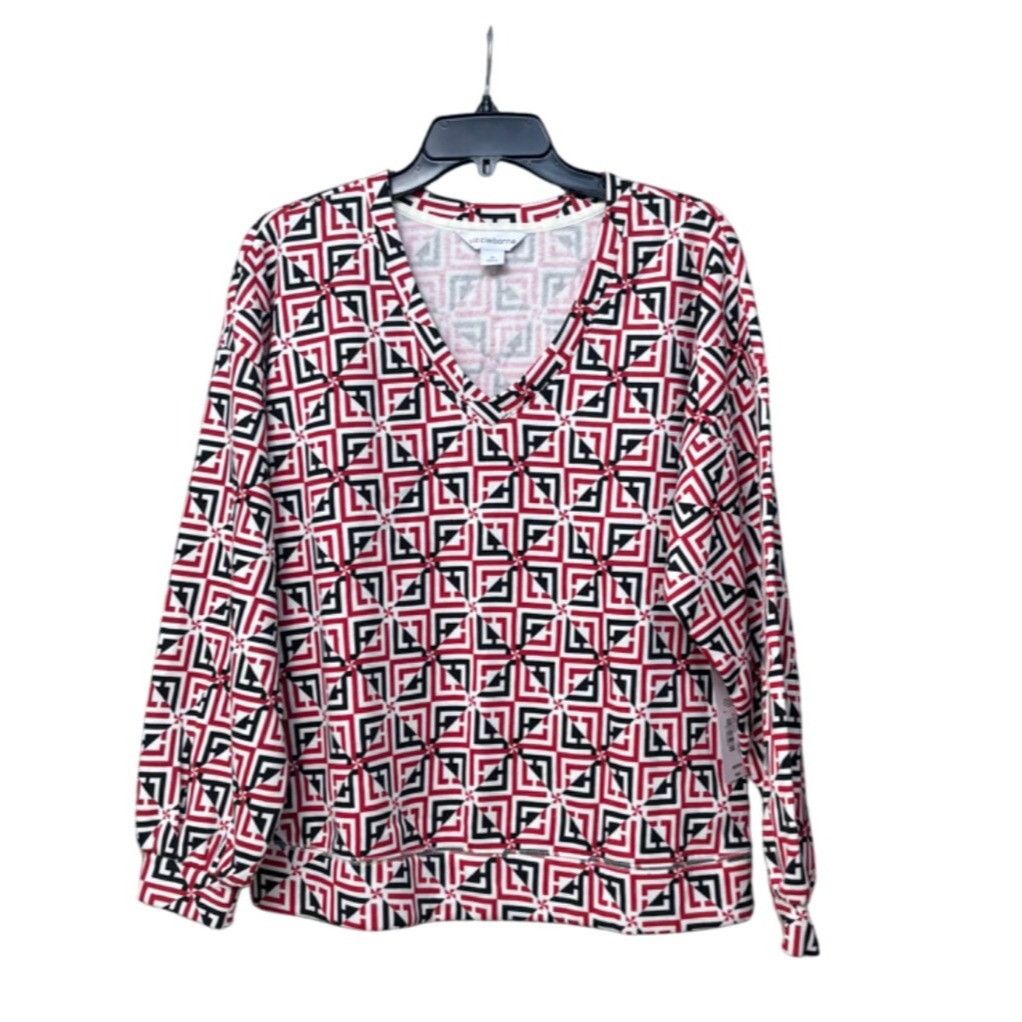 Liz Claiborne Liz Claiborne Women’s Printed V-neck Bishop Sleeve Sweatshir Size L / US 10 / IT 46 - 3 Thumbnail