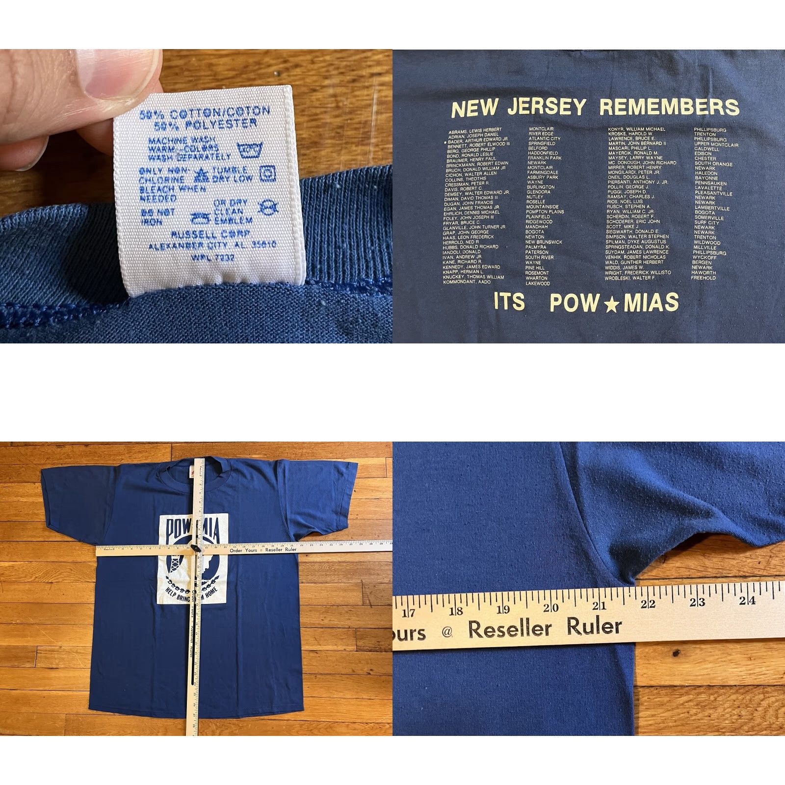 Jerzees VINTAGE JERZEES New Jersey Shirt Men’s XL Blue POW MIA 90s Graphic Print Short Sleeve Crew Neck Logo USA Military Retro 80s 90s Size US XL / EU 56 / 4 - 8 Thumbnail
