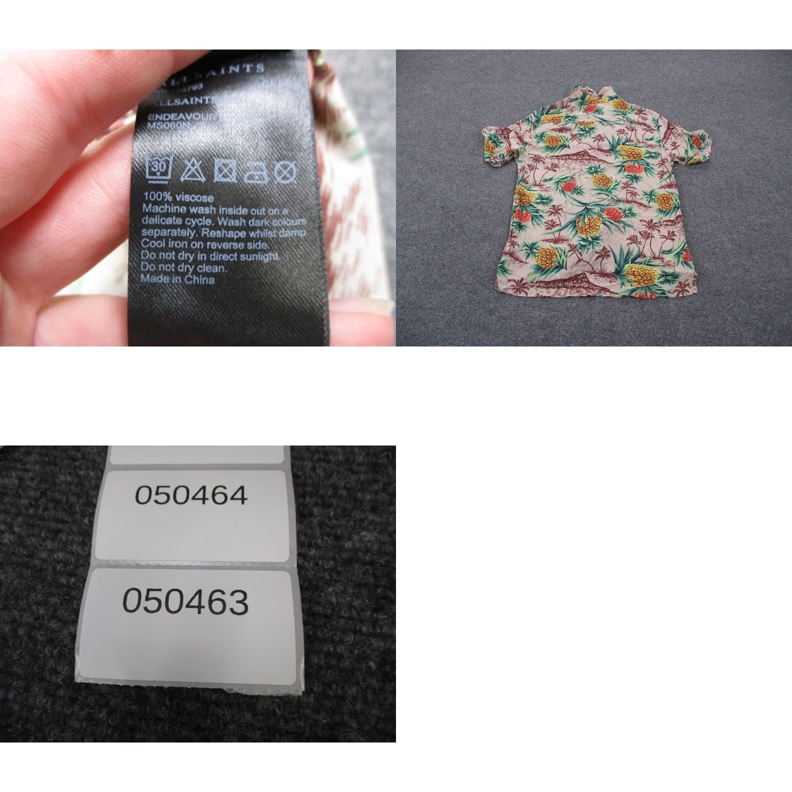 Allsaints AllSaints Shirt Mens M Viscose Floral Hawaiian Tropical Palm Tree Pineapple Button-Up Short Sleeve Collared Knit Multicolor Modern Beach Theme Mens Size US M / EU 48-50 / 2 - 8 Thumbnail