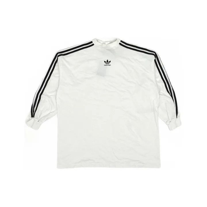 Balenciaga Balenciaga Balenciaga x Adidas Striped Logo Long Sleeve TS Size US M / EU 48-50 / 2 - 2 Thumbnail