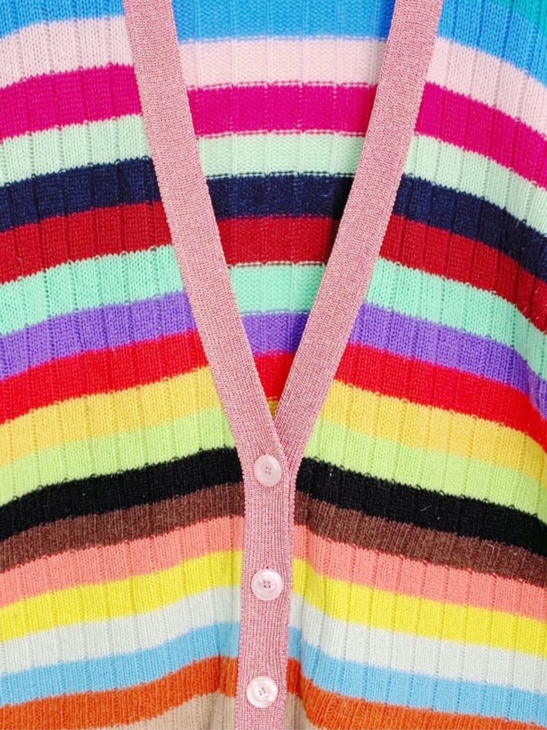 Gucci Gucci Rainbow V-neck knitted cardigan sweater 2502-Nextarro Size US S / EU 44-46 / 1 - 6 Thumbnail