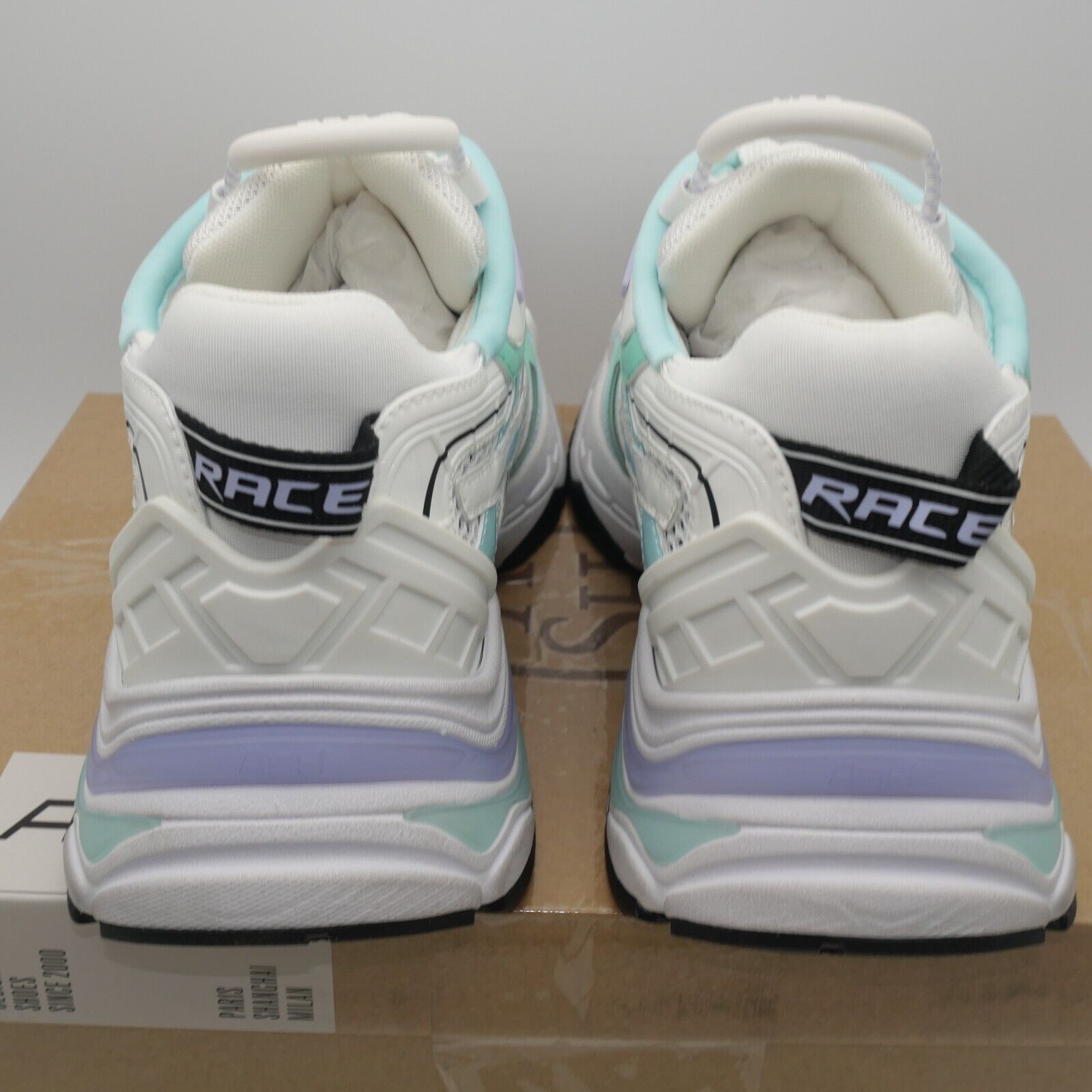 ASH NEW Ash Women's 7 Race Fion Sneakers White Hype Mint Black Size US 11 / IT 41 - 4 Thumbnail