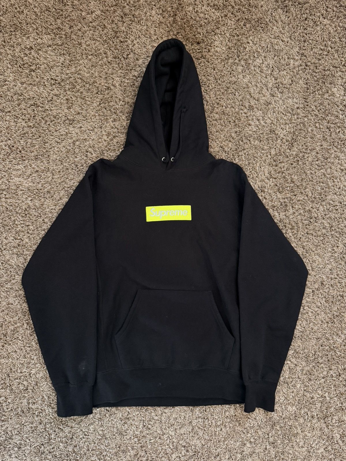 Supreme Box Logo Hoodie FW17 Black Neon | Grailed