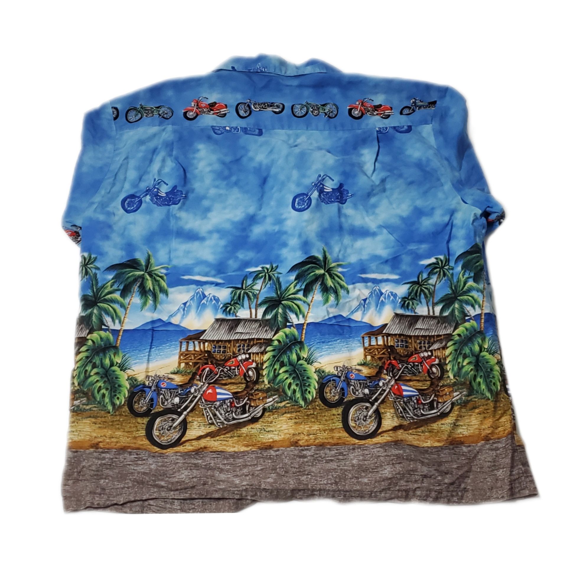 Vintage 90s All Over Print Hawaiian Biker Button Up Size US XL / EU 56 / 4 - 4 Thumbnail