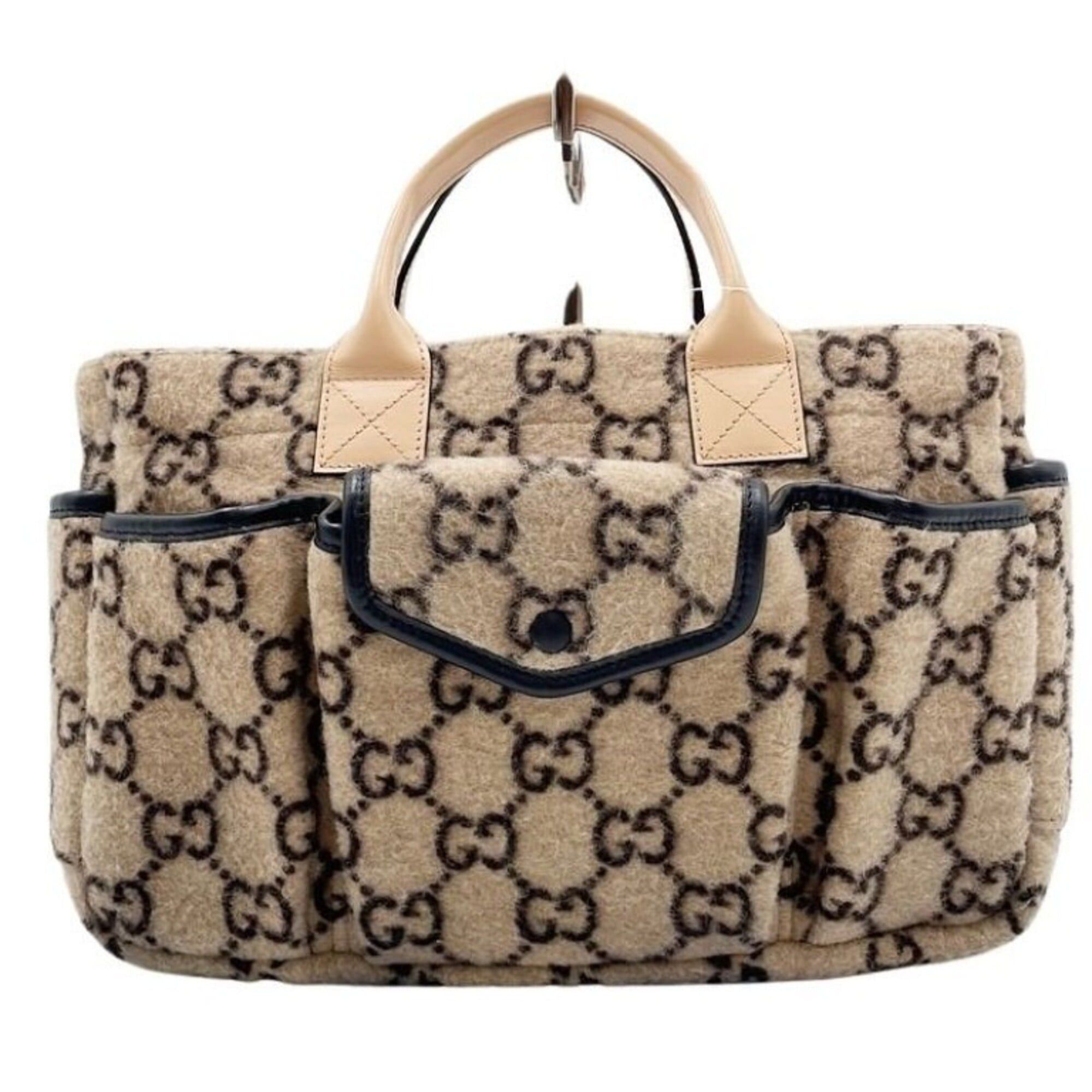 Gucci GUCCI handbag 628159 beige wool leather women's Size ONE SIZE - 1 Thumbnail