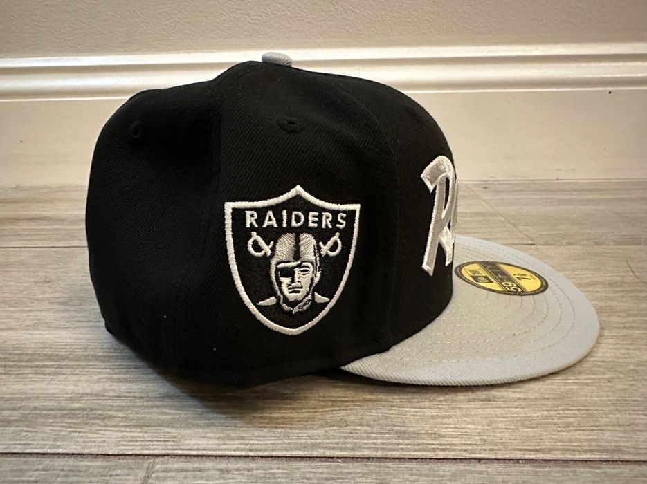 New Era Las Vegas Raiders New Era Script Black Grey Fitted Sz 7 3/8 ...