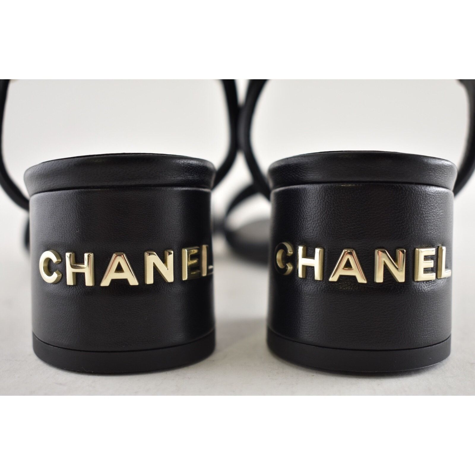 Chanel Chanel 24C Black Lambskin Leather Gold Logo Ankle Strap Size US 8 / IT 38 - 13 Thumbnail