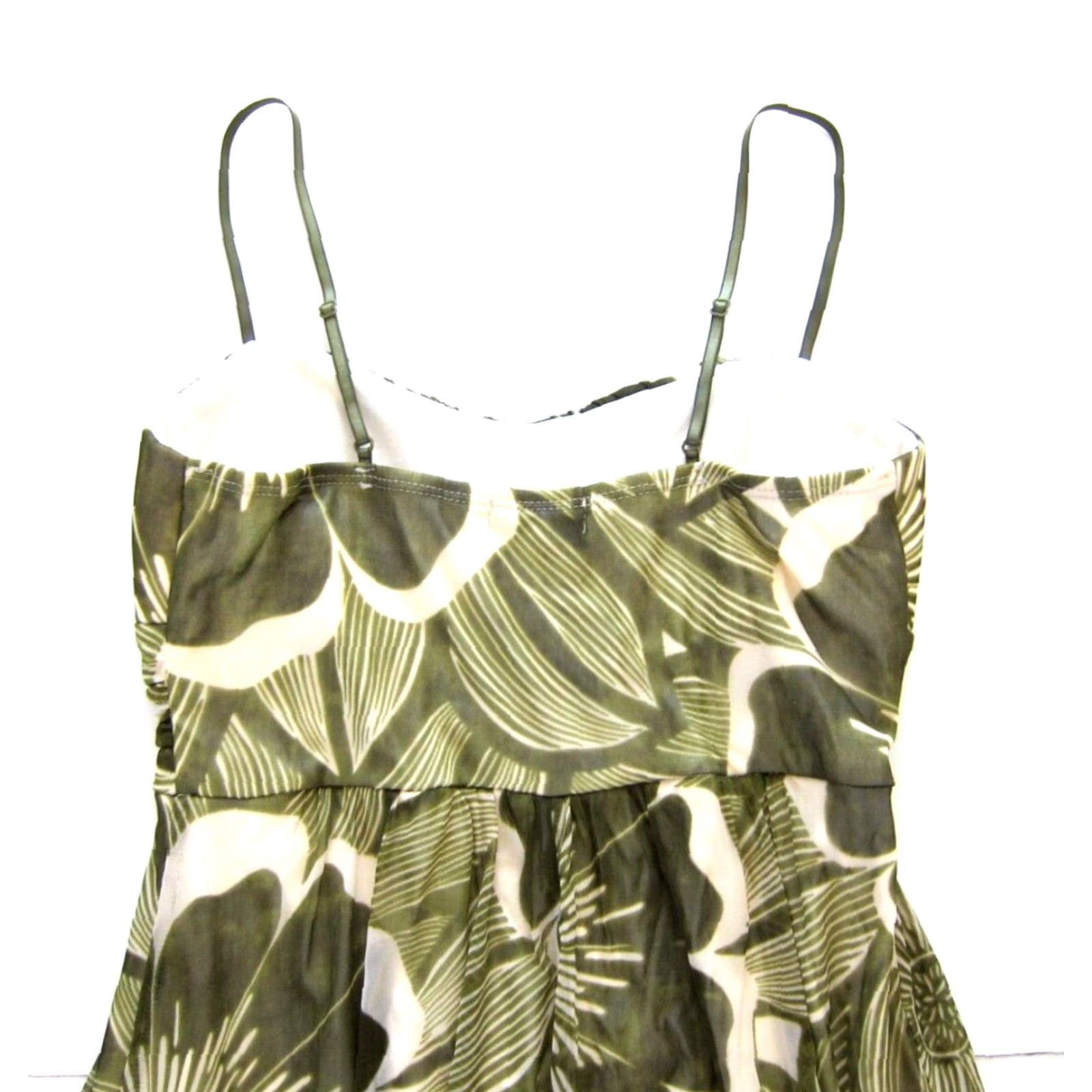 Vintage Vtg Trixxi Green Ivory Floral Stretch Spaghetti Strap Empire Tank Slip Dress L Size L / US 10 / IT 46 - 5 Thumbnail