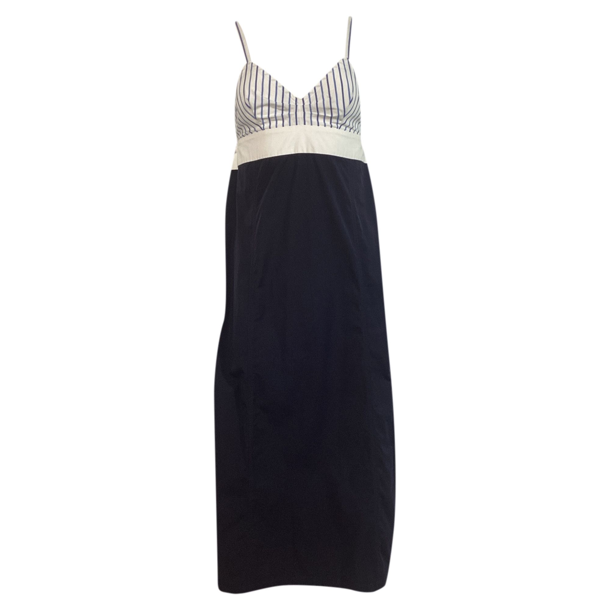 Dries Van Noten Dries Van Noten Stiped Bra Top Midi Dress in Navy Blue Cotto Size XXS / US 00 / IT 34 - 1 Thumbnail