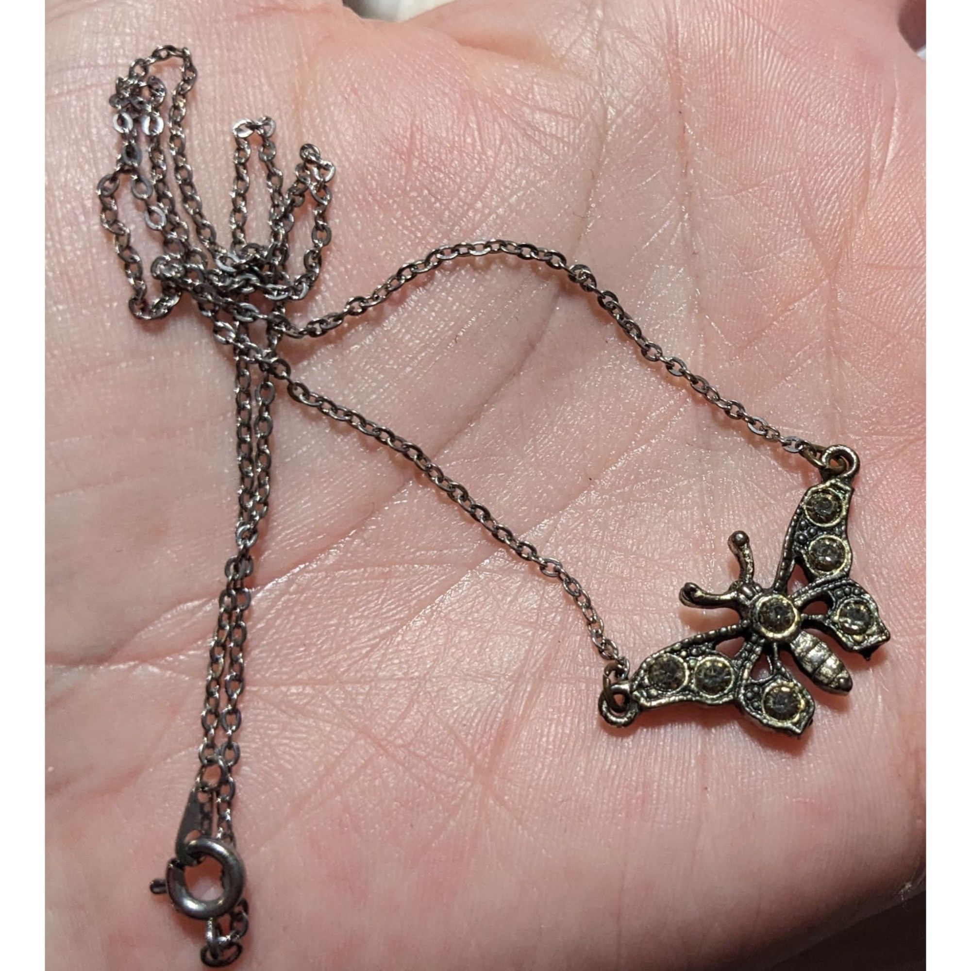 Other Vintage 90s Butterfly Rhinestone Necklace Size ONE SIZE - 7 Thumbnail