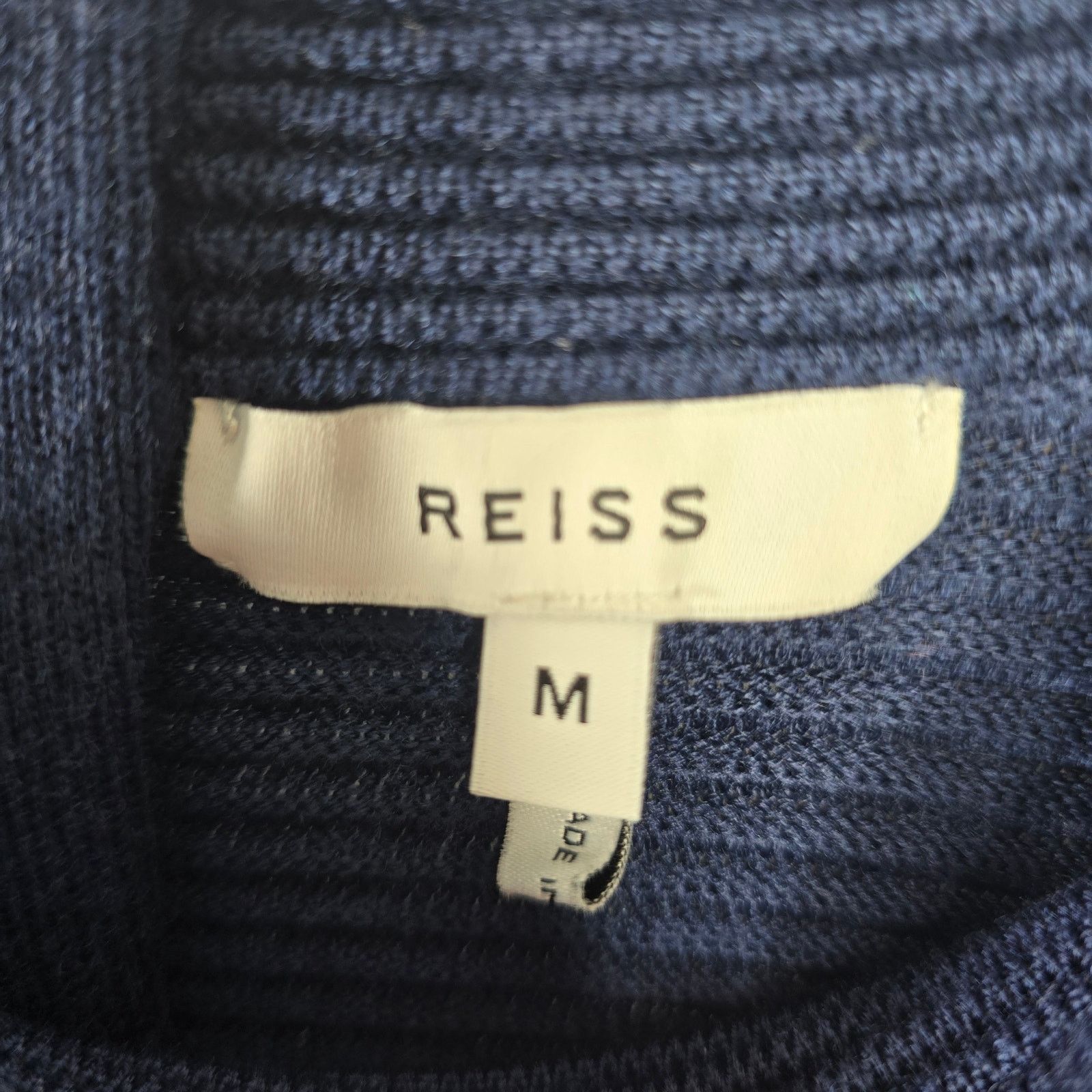 Reiss Reiss Skye Navy Exposed Gold Zipper Textured Sweater Medium Size M / US 6-8 / IT 42-44 - 4 Thumbnail