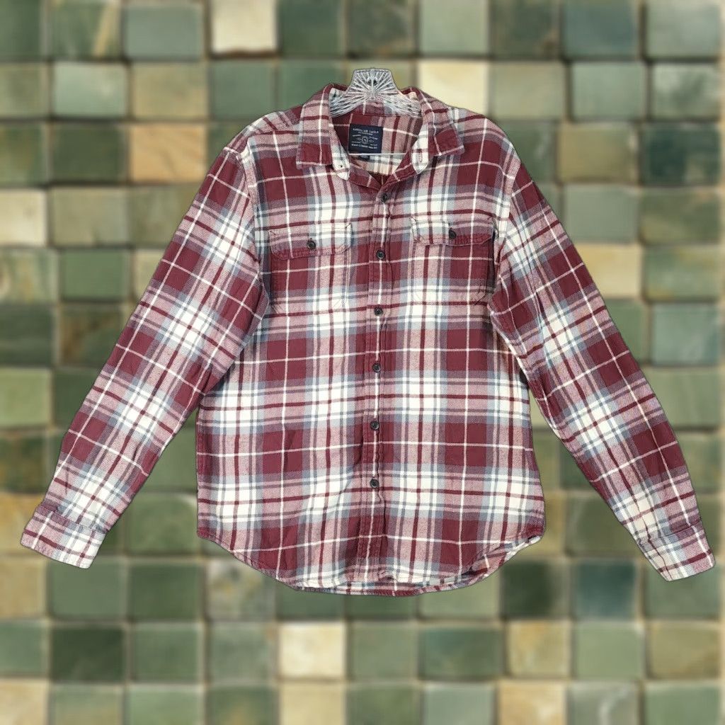 American Eagle Outfitters AMERICAN EAGLE SHIRT Mens Button-Up Flannel Red Plaid Long Sleeve Size M Size US M / EU 48-50 / 2 - 1 Thumbnail