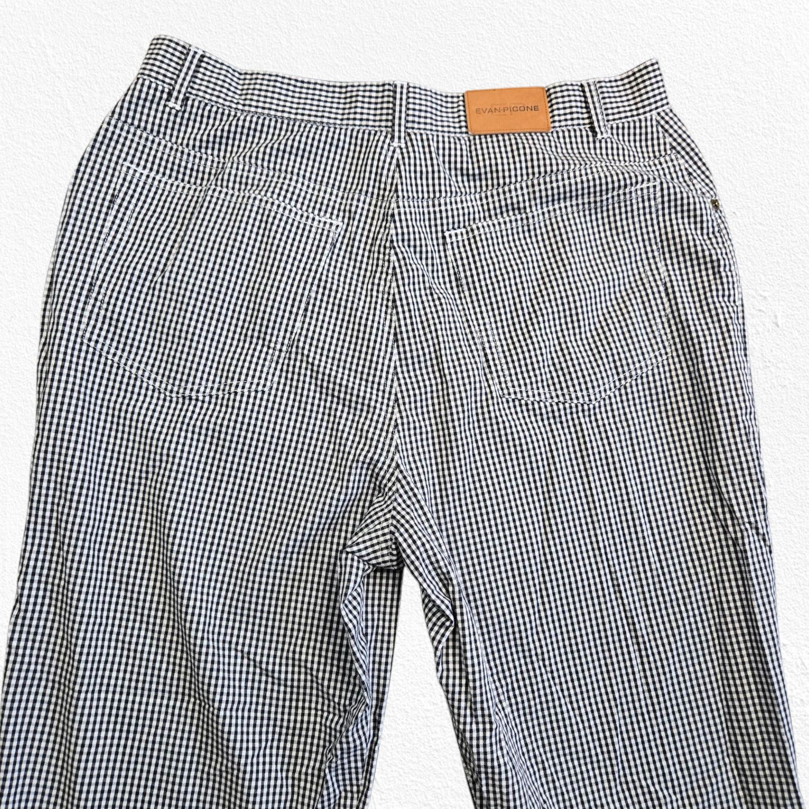 Evan Picone 90s Evan Picone Black White Gingham Cropped Pants Size 12 Size 34" / US 12 / IT 48 - 9 Thumbnail