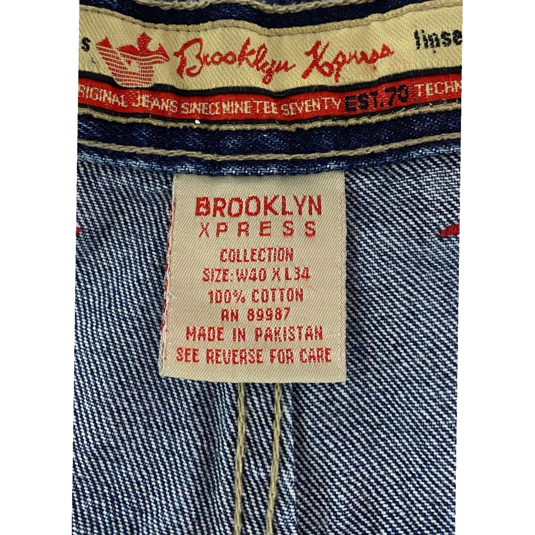 Express VINTAGE Brooklyn Xpress Jeans Men 40x34 Blue Wide Leg Carpenter Denim Y2K Size US 40 / EU 56 - 6 Thumbnail