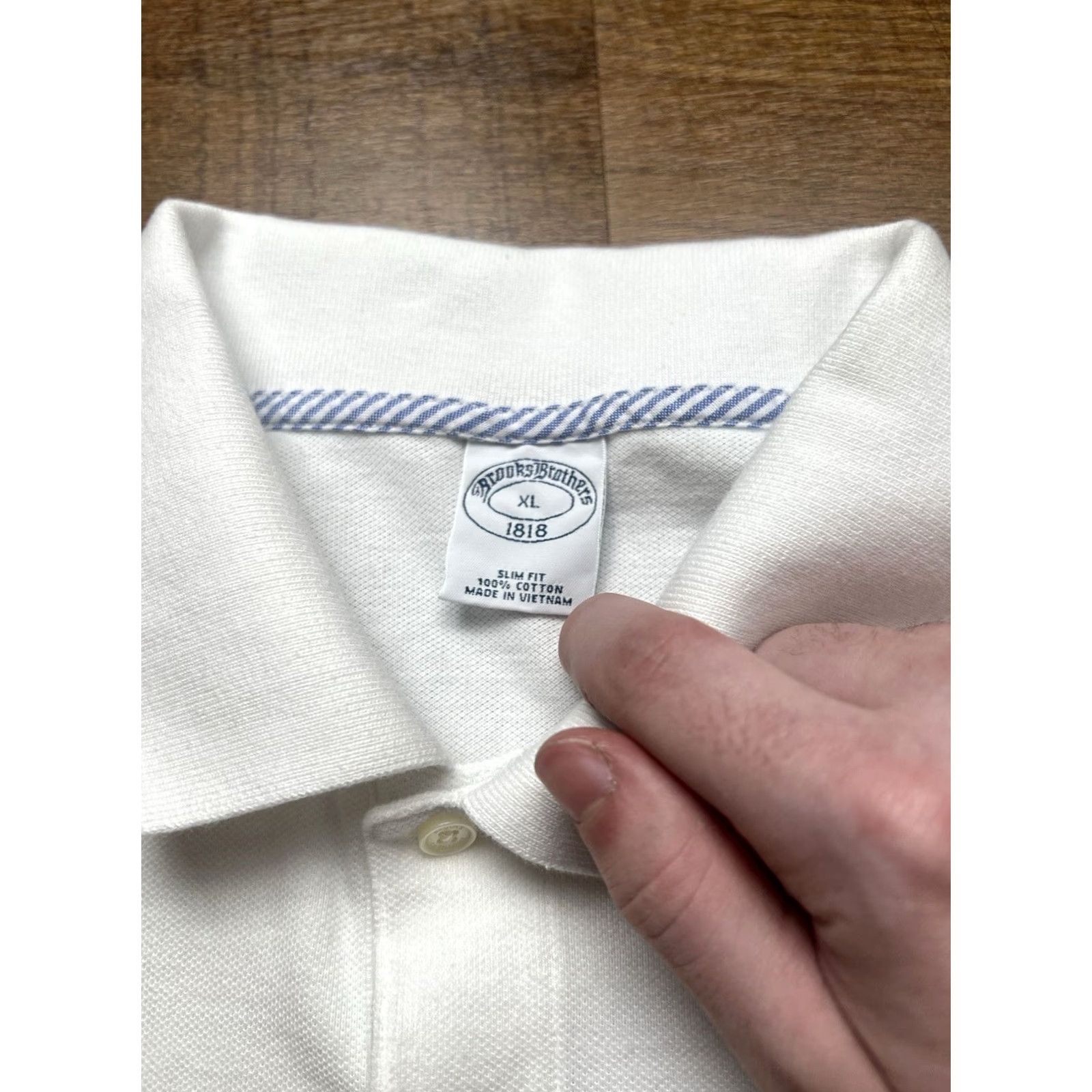 Brooks Brothers Brooks Brothers 1818 Short Sleeve Striped Performance Polo Mens XL Slim Fit Blue Size US XL / EU 56 / 4 - 4 Thumbnail