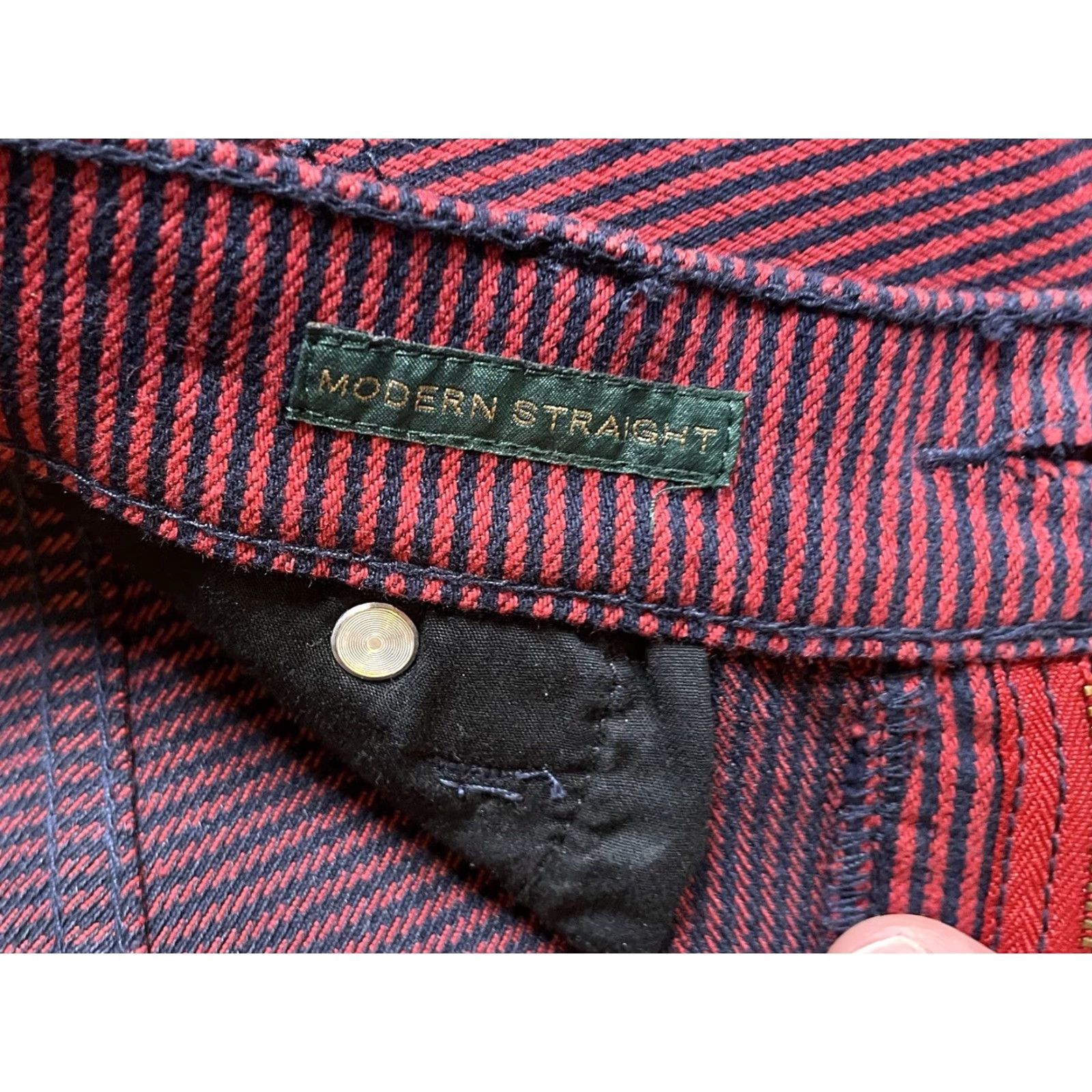 Ralph Lauren Lauren Ralph Lauren Jeans Women's Petite 6P Straight Red Indigo Pinstripe Modern Size 28" / US 6 / IT 42 - 7 Thumbnail