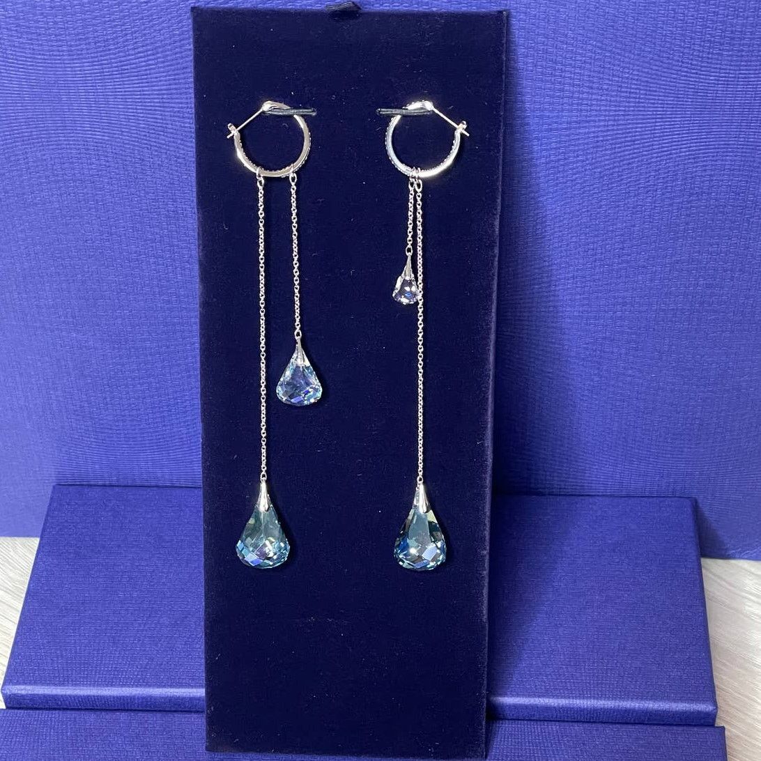 Swarovski Swarovski Spirit hoop pierced earrings Aqua, Rhodium plated Size ONE SIZE - 1 Thumbnail
