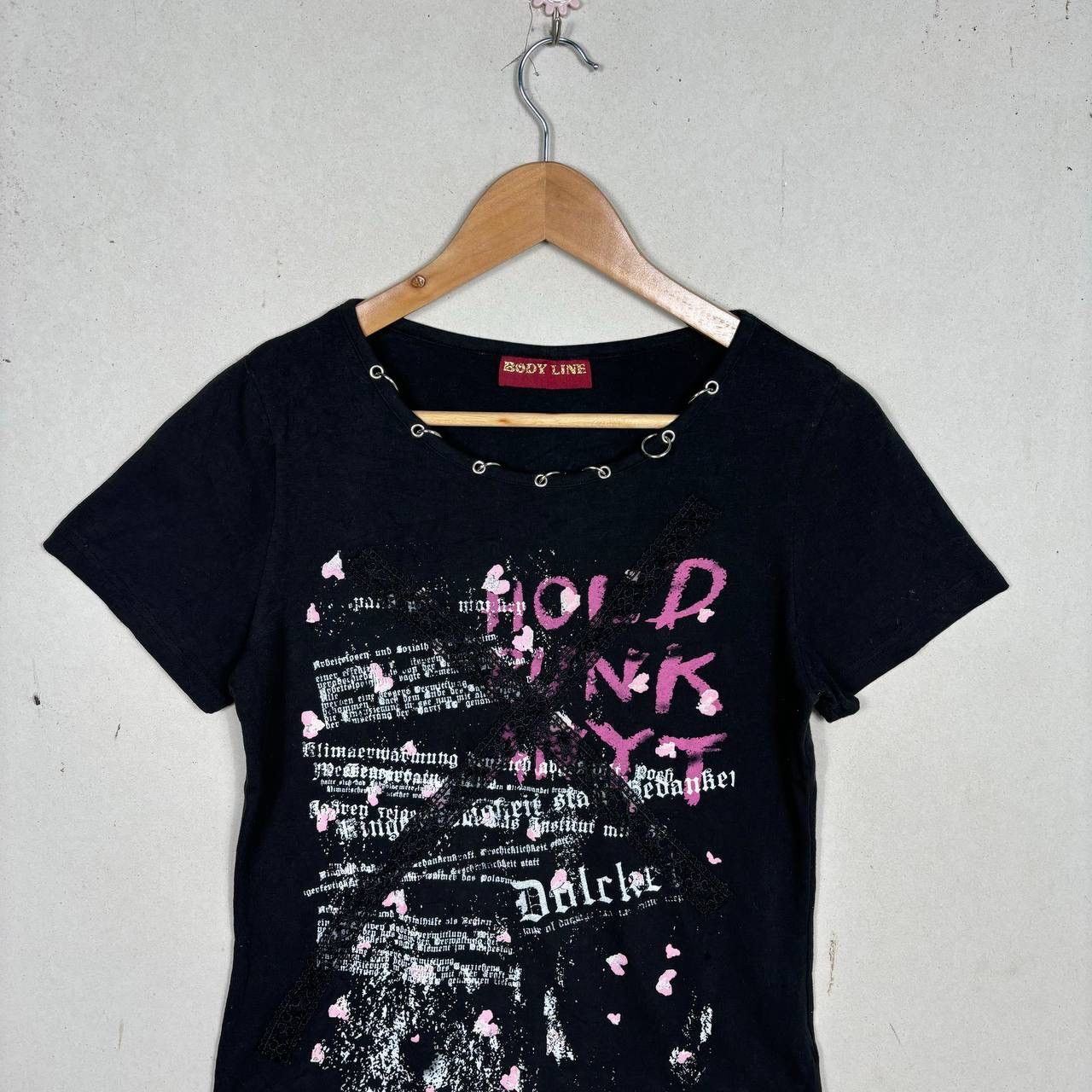 Japanese Brand Body Line Harajuku Punk Graphic Tee Lace-Up Ring Goth Shirt Size S / US 4 / IT 40 - 3 Thumbnail