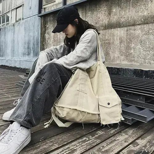 Canvas Crossbody Bag in White, Men's