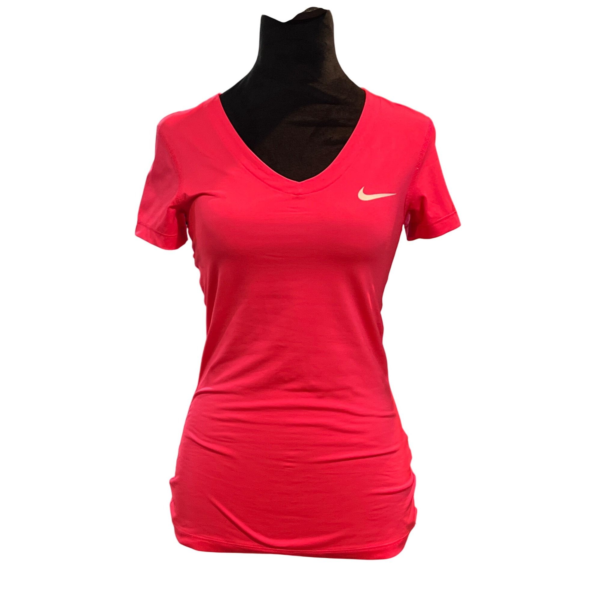Nike Nike Womens Dri-Fit Pink V-Neck Athletic T-Shirt Short Sleev Size S / US 4 / IT 40 - 2 Thumbnail