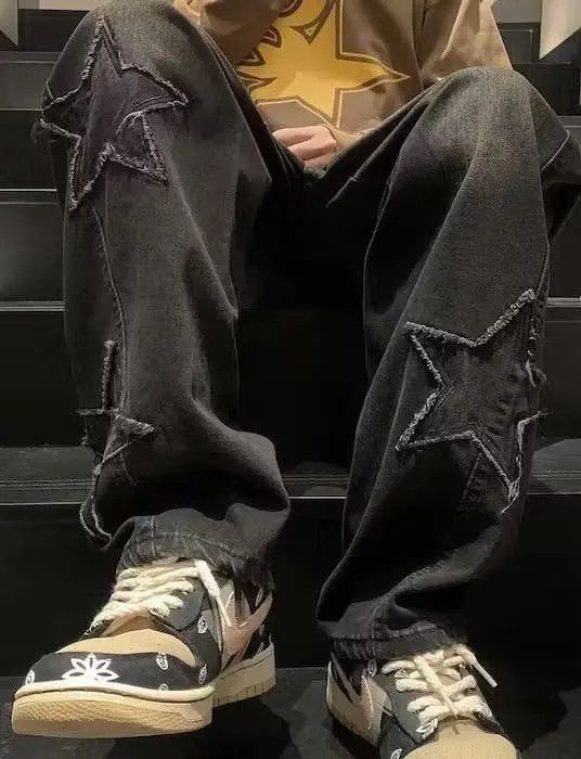 Japanese Brand Black Color Star Aesthetic Spliced Denim Size US 32 / EU 48 - 5 Thumbnail