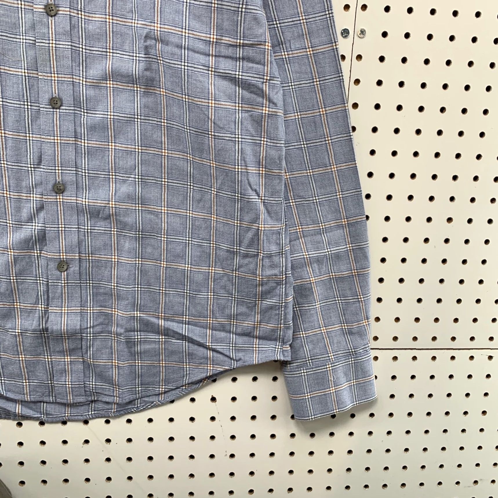 Jos. A. Bank Jos A Bank Button Shirt Mens Large Blue Tailored Fit Plaid Cashmere Silk Blend Size US L / EU 52-54 / 3 - 7 Thumbnail