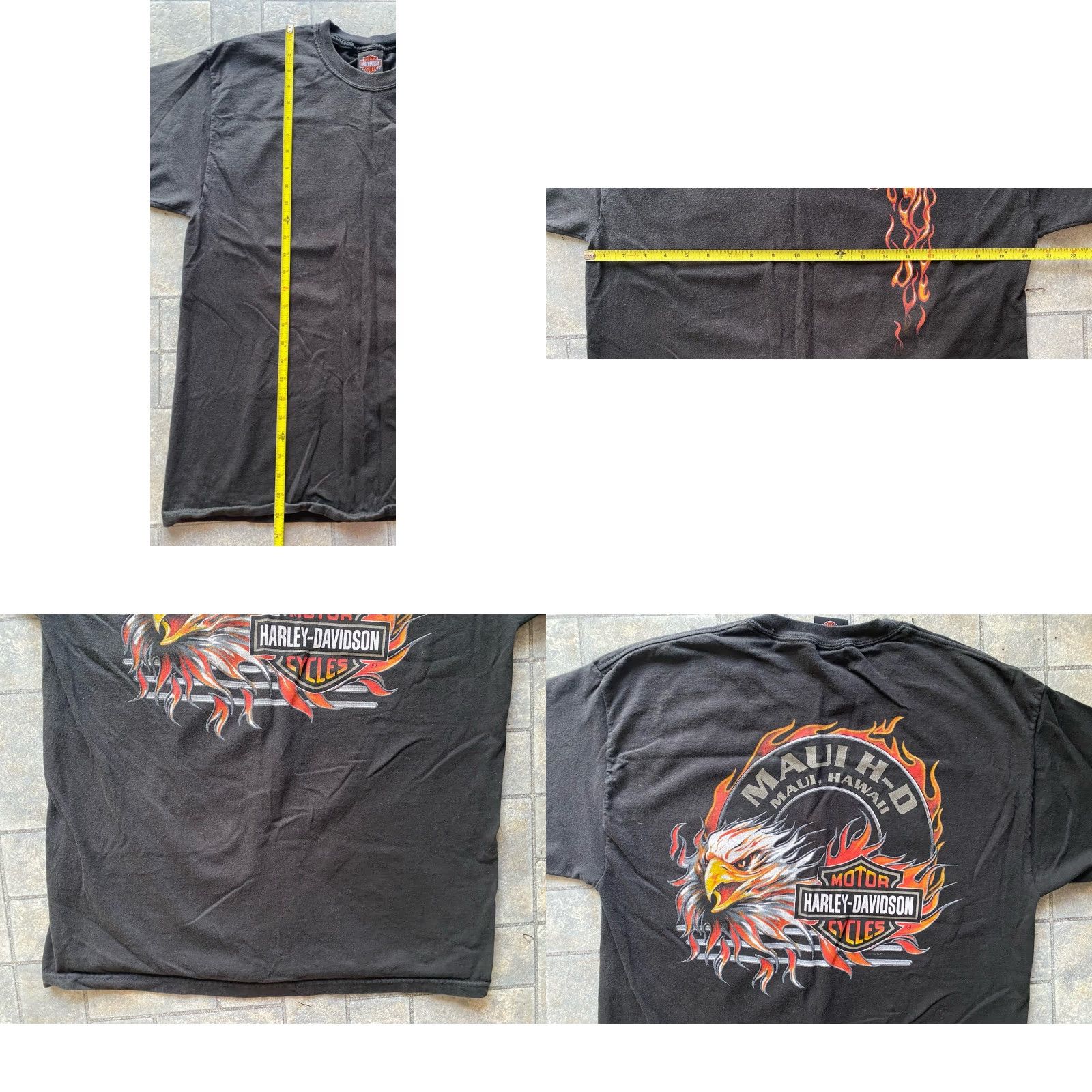 Harley Davidson Harley-Davidson T Shirt Mens Large Flames Eagles Maui Hawaii Short Sleeve Logo Black Kn Moto Hawaiian Size US L / EU 52-54 / 3 - 8 Thumbnail