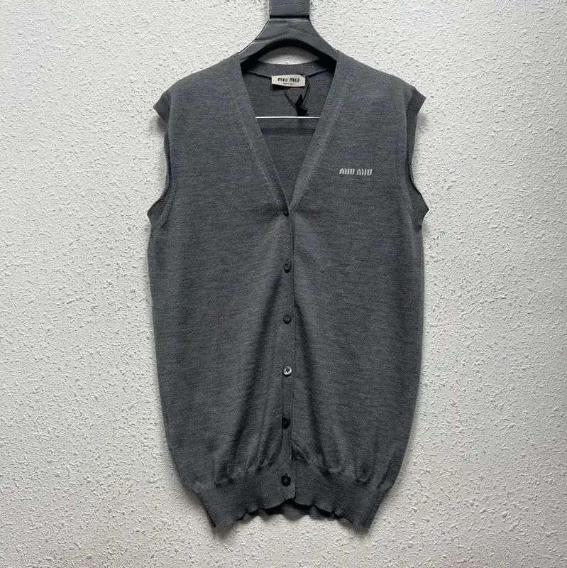 Miu Miu Miu Miu Gray Wool Sleeveless Cardigan 0089 Size ONE SIZE - 1 Thumbnail