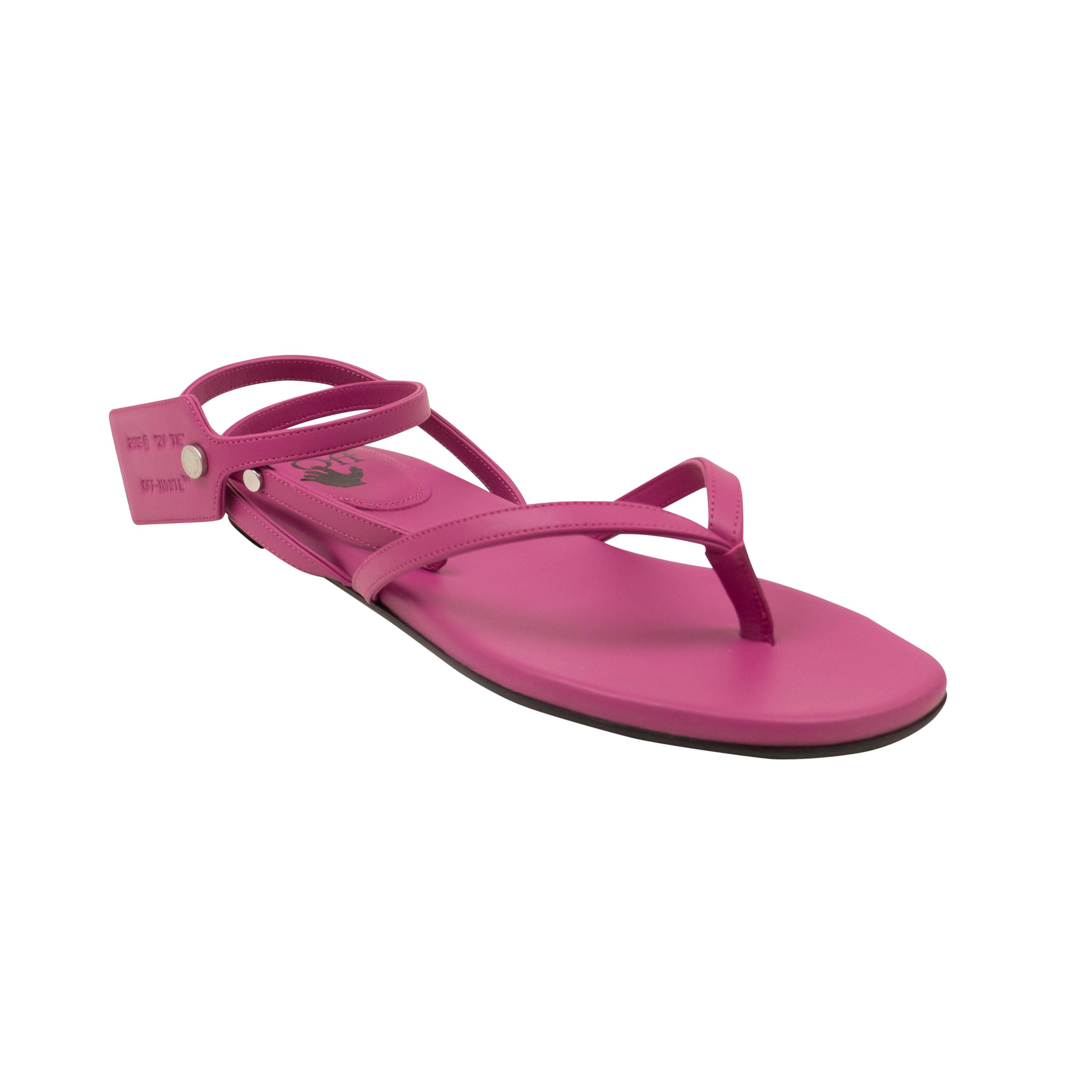 image of Off White C/o Virgil Abloh Pink Zip Tie Flat Sandals Size 6/36, Women's