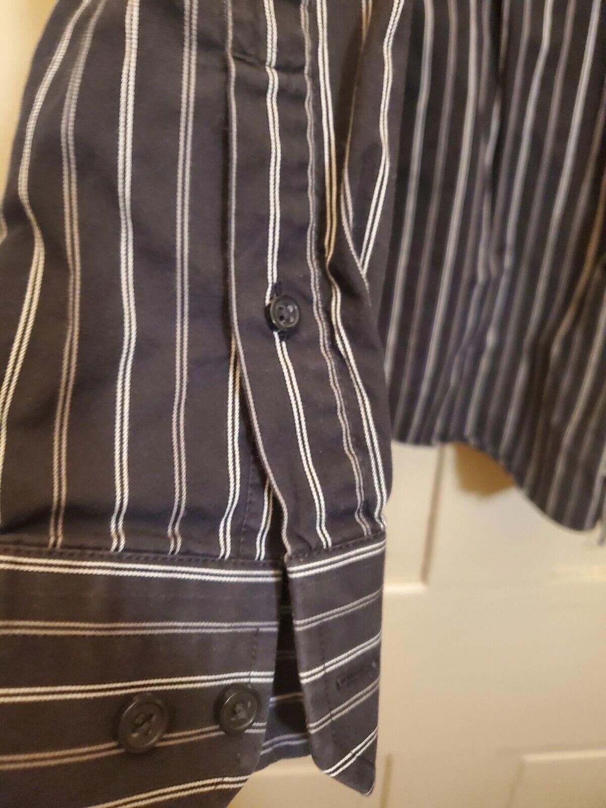 Designer Express 1MX M Stretch Modern Fit LS Black Striped M 15-15.5 Size 38R - 2 Thumbnail