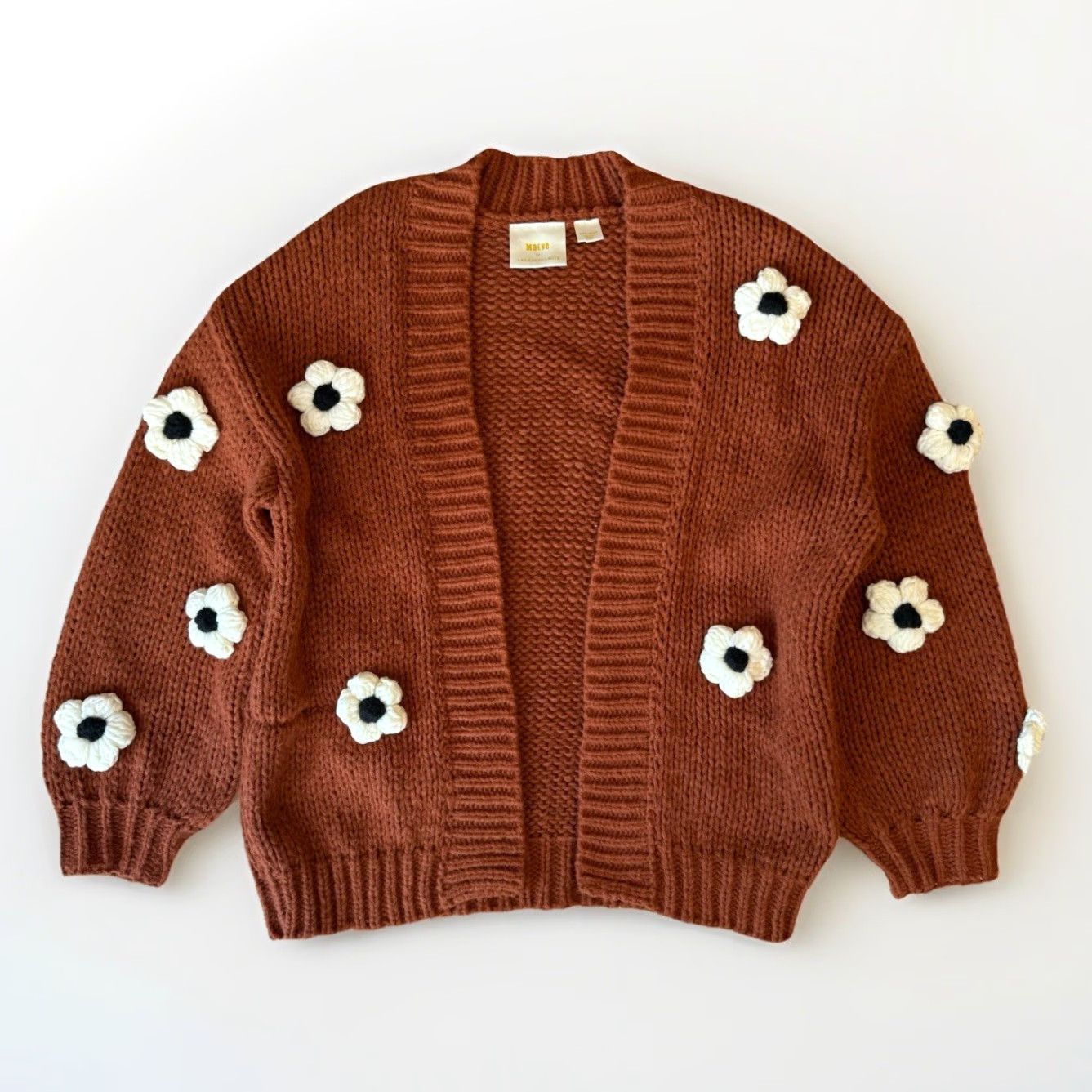 Anthropologie Maeve Anthropologie Chunky 3D Flower Sweater Women's OSFA Multicolor Glam Boho Cardigan Knit Long Sleeve Fall Winter Spring Casual Mens Womens Size M / US 6-8 / IT 42-44 - 2 Thumbnail