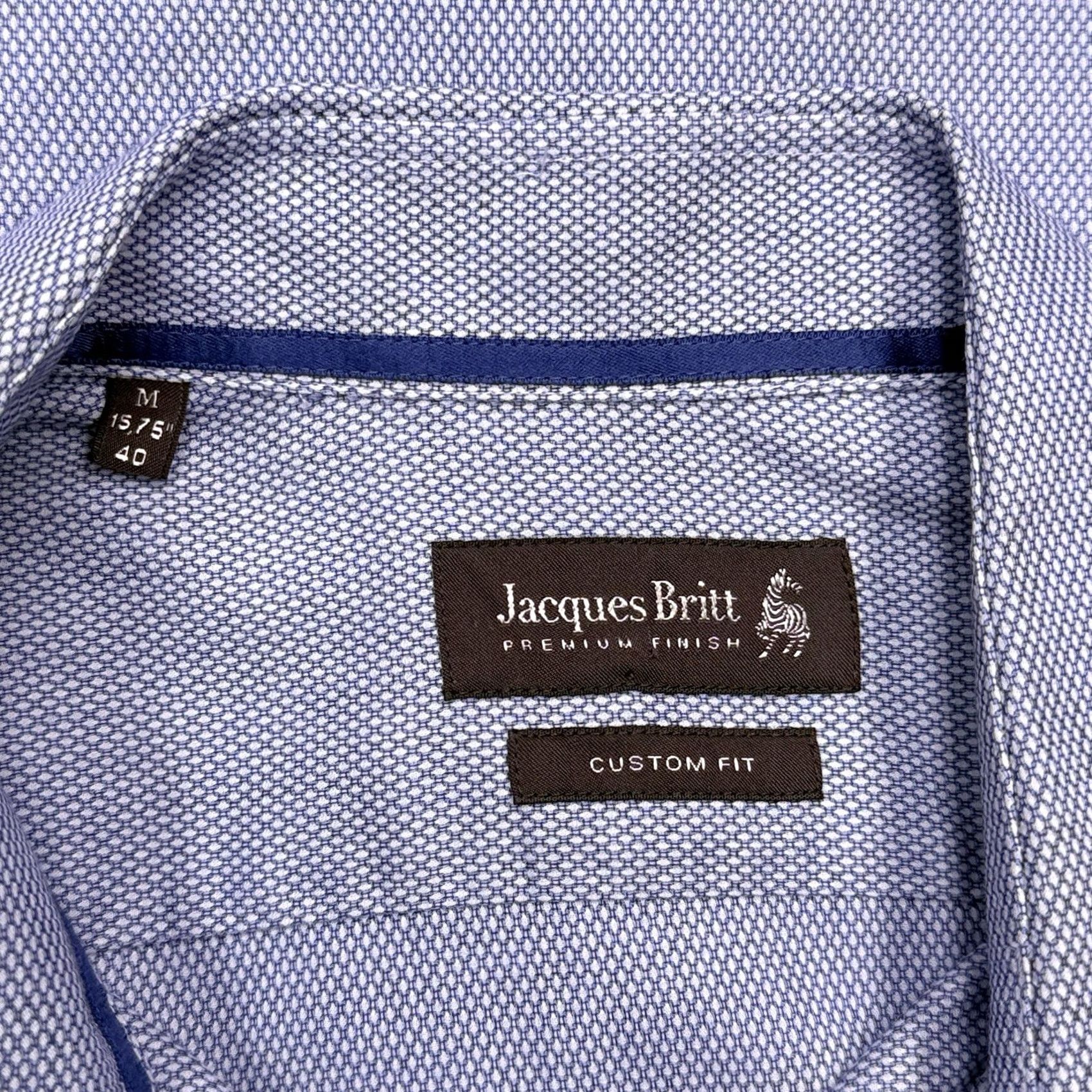 Vintage Jacques Britt Shirt Mens M 15.75 40 Blue Button-Up Geometric Long Sleeve Collared Slim Regular Workwear Formal Designer Shirt Size US M / EU 48-50 / 2 - 5 Thumbnail