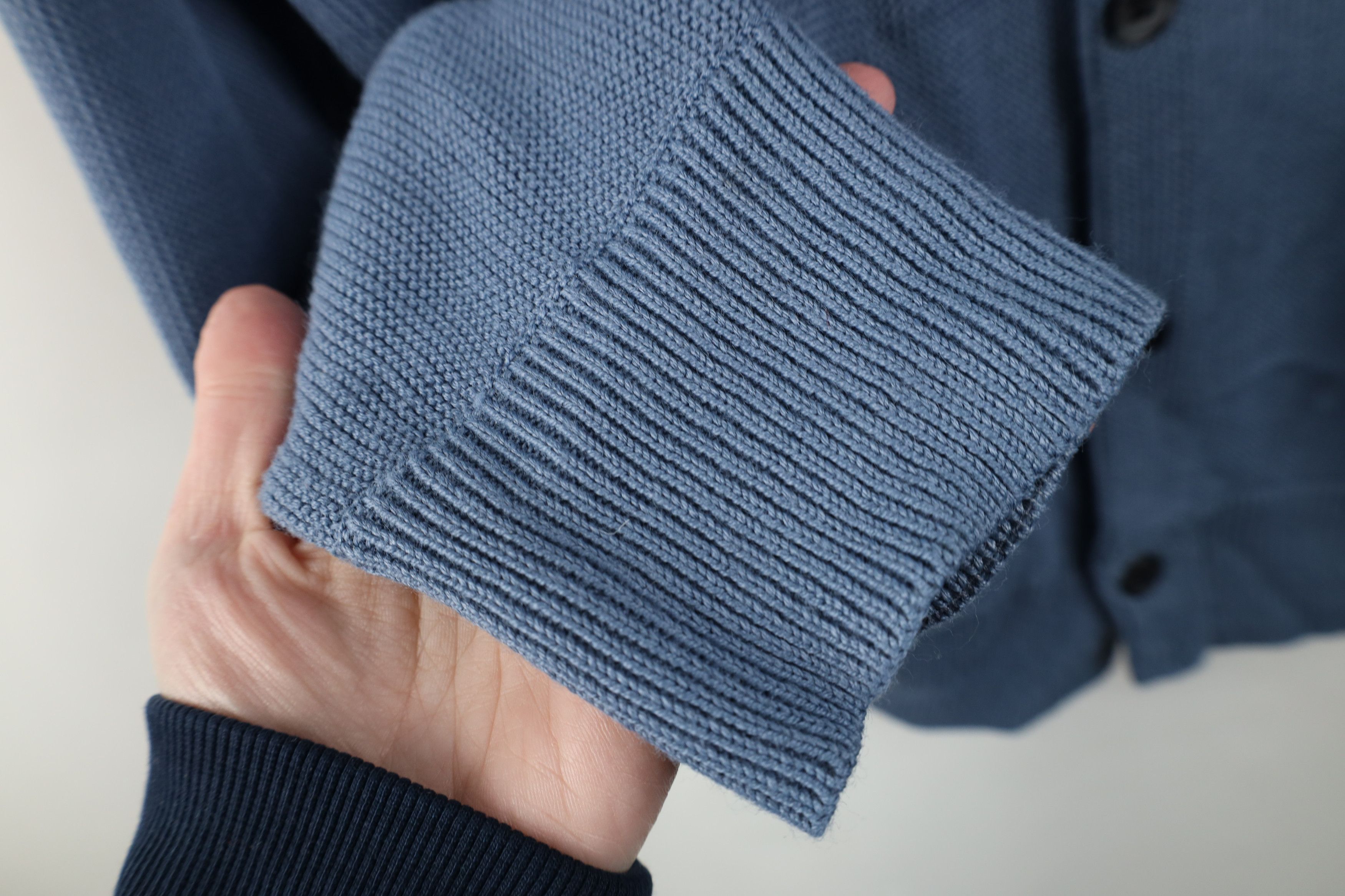 Vintage Vintage 90s Streetwear Ribbed Knit Cardigan Sweater Blue Size US L / EU 52-54 / 3 - 5 Thumbnail